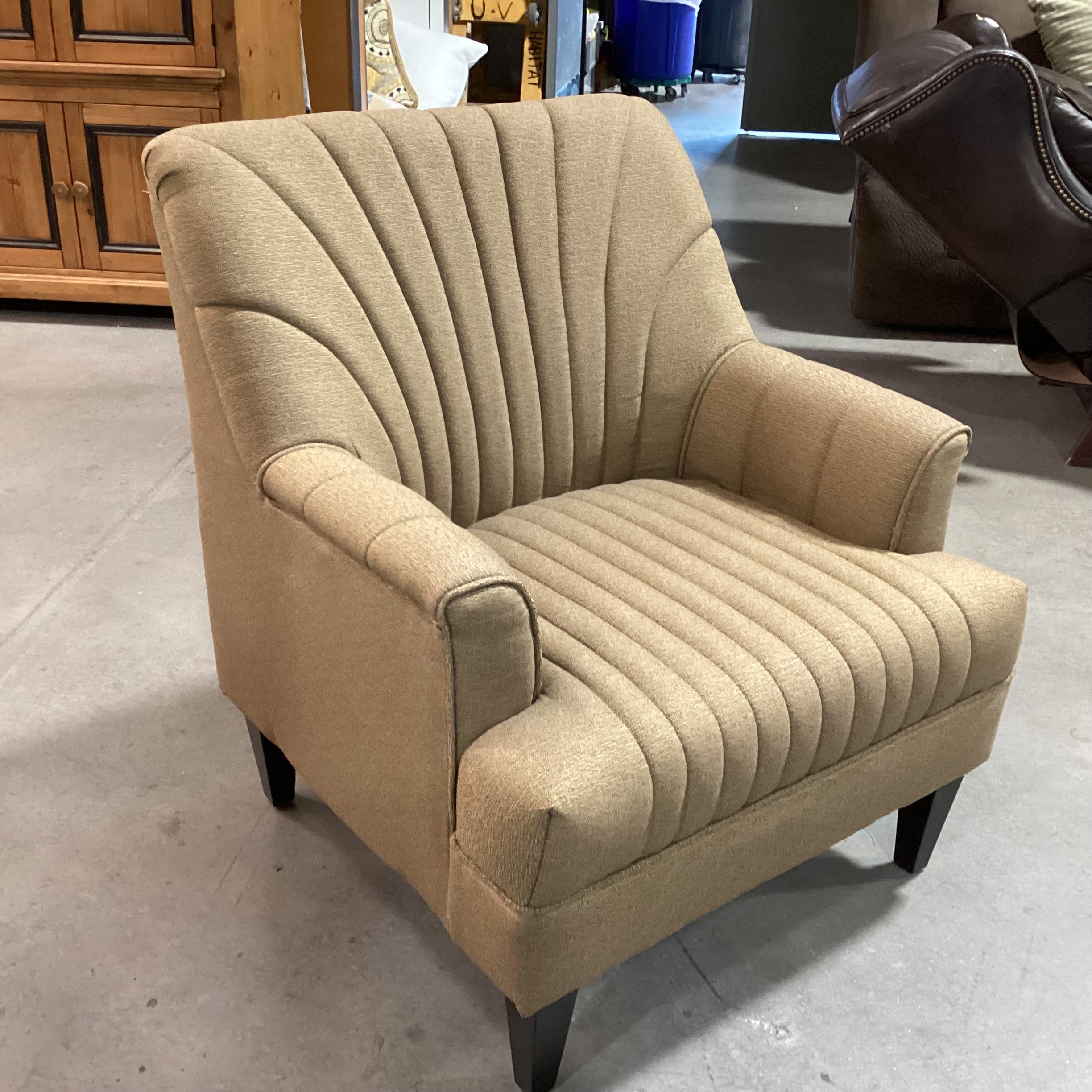 Noble House Golden Brown Flared Channel Tufted Detail Chair 30"x 30"x 34"