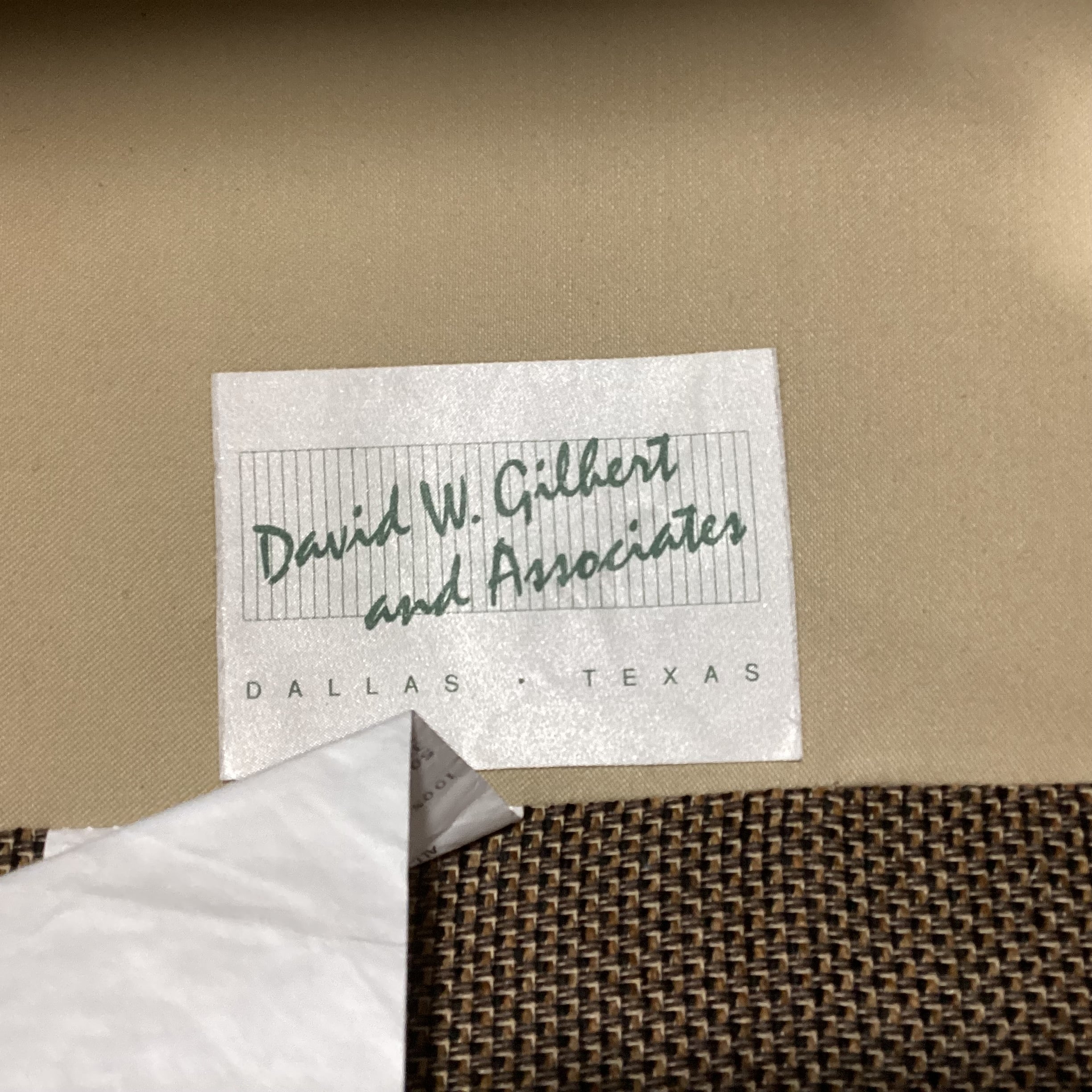 David Gilbert & Associates Brown Tan Woven Roll Arm Nailhead Sofa 87"x 38"x 36"