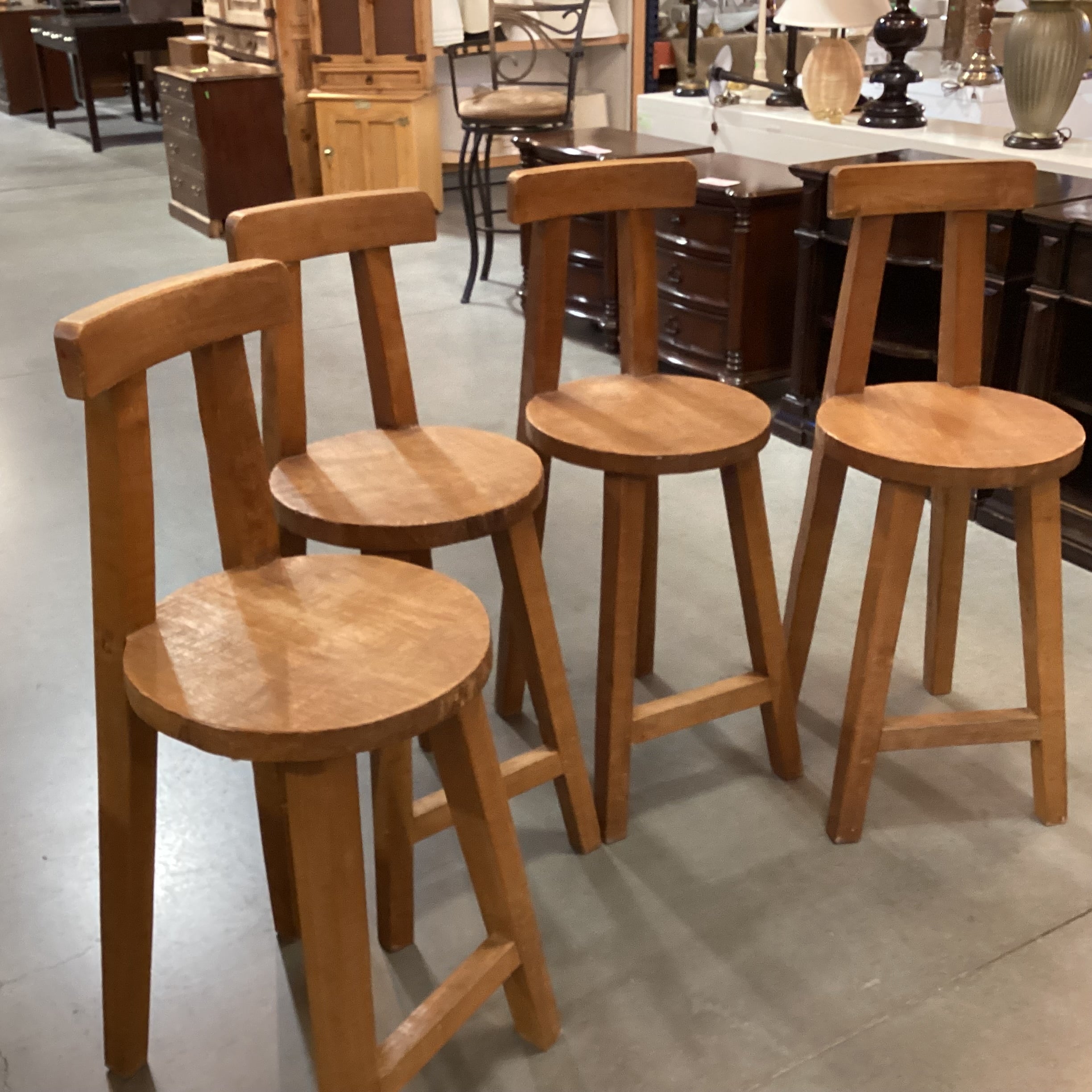 SET of 4 Hand Crafted Solid Wood Barstools 25.5"