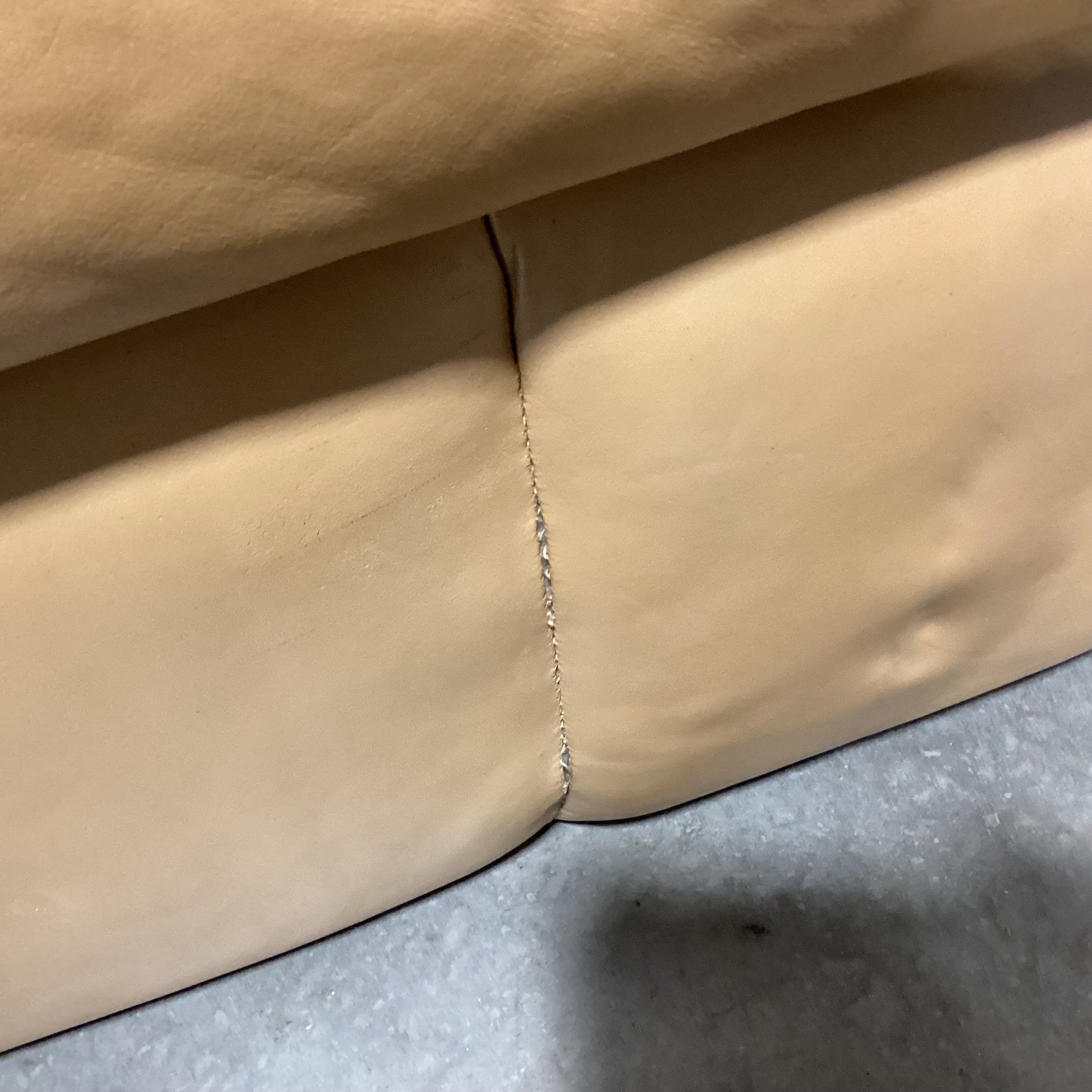 Interior Crafts Chicago Vintage Tan Leather Channel Ribbed Tufted Sofa 98"x 42"x 26"