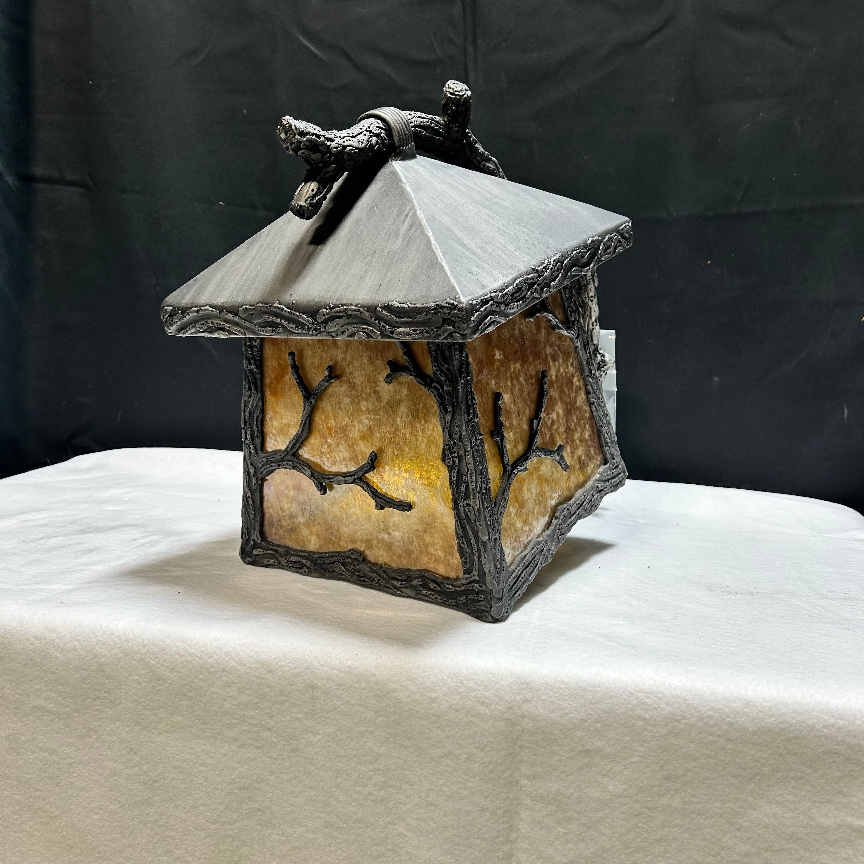 Hammerton Denali Outdoor Sconce Hand Forged Pine Branch & Mica Panels 10"x 14"x 17"