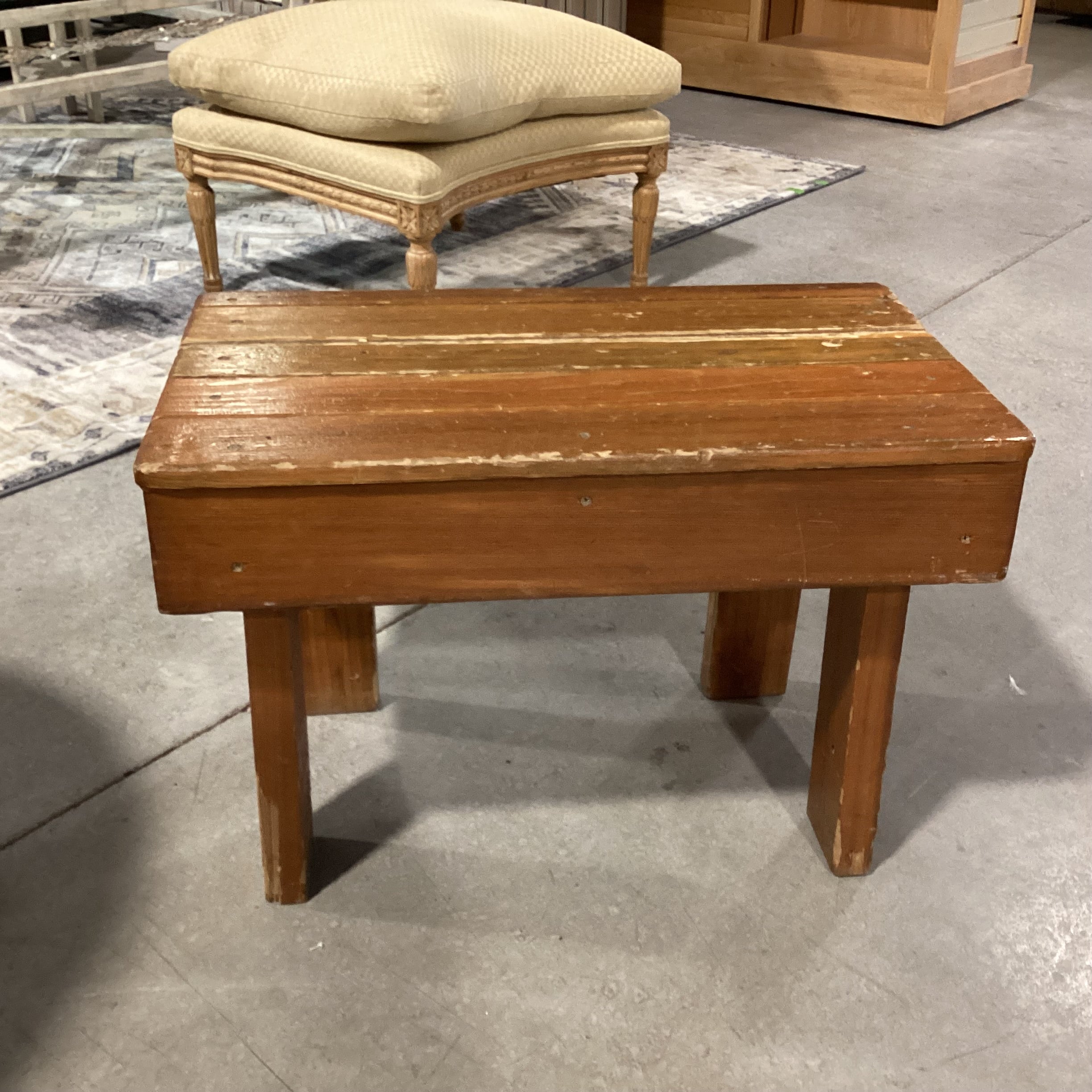 Vintage Hand Crafted Plank Stool End Table 26"x 15"x 17"