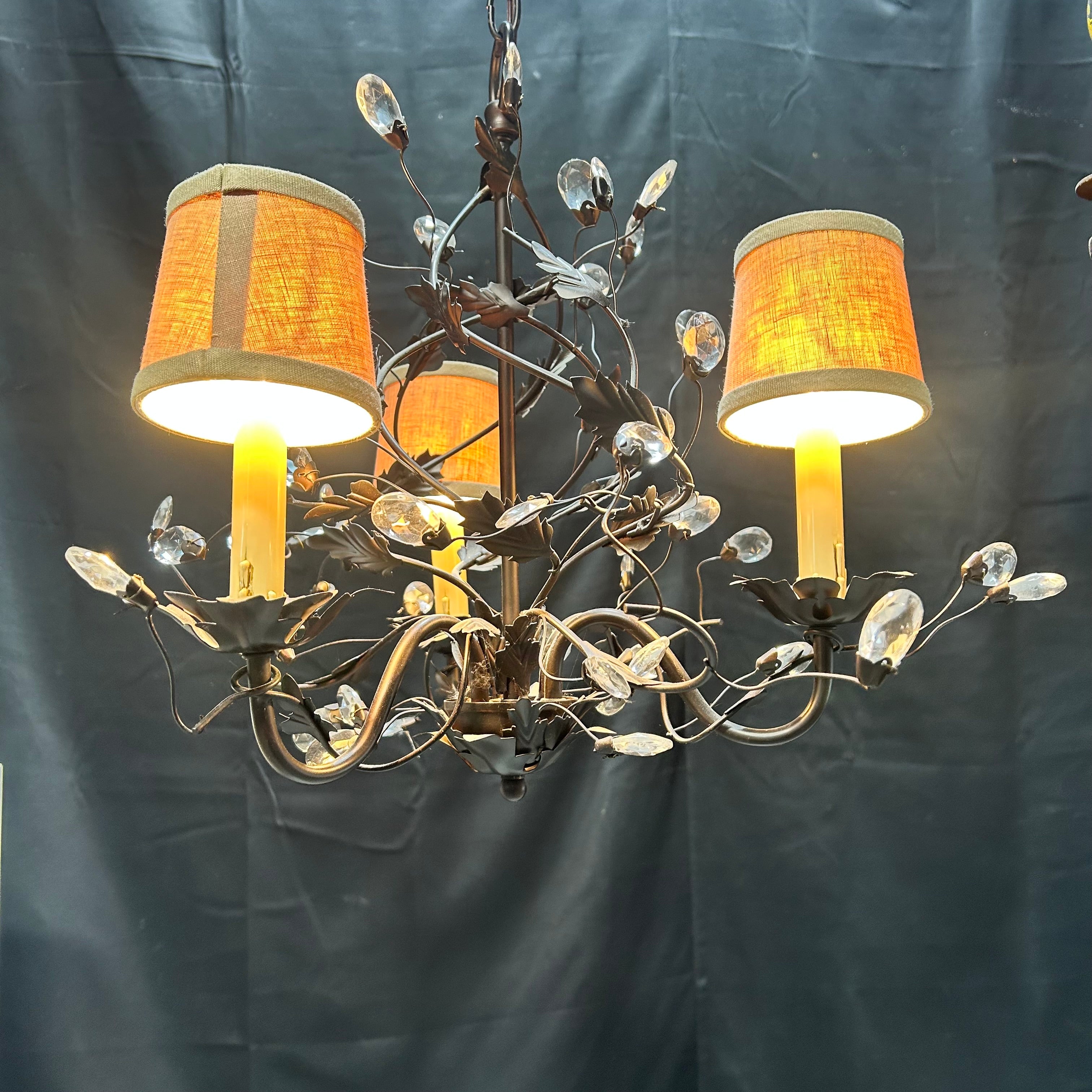 Antique style Crystal Floral 3 Light 19"x 16"Chandelier