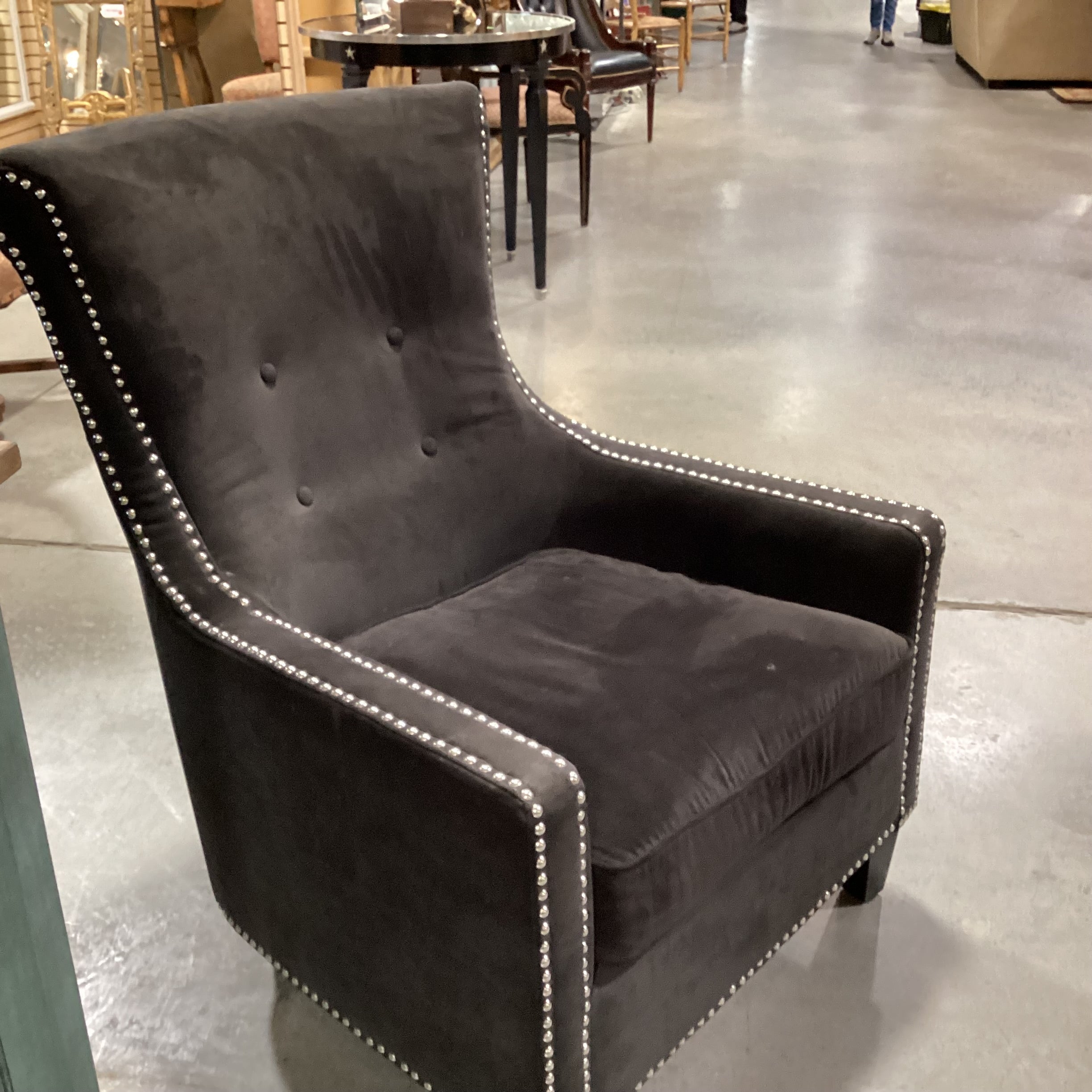 Dark Brown Button Tufted & Nailhead Highback Chair 31"x 36"x 42"
