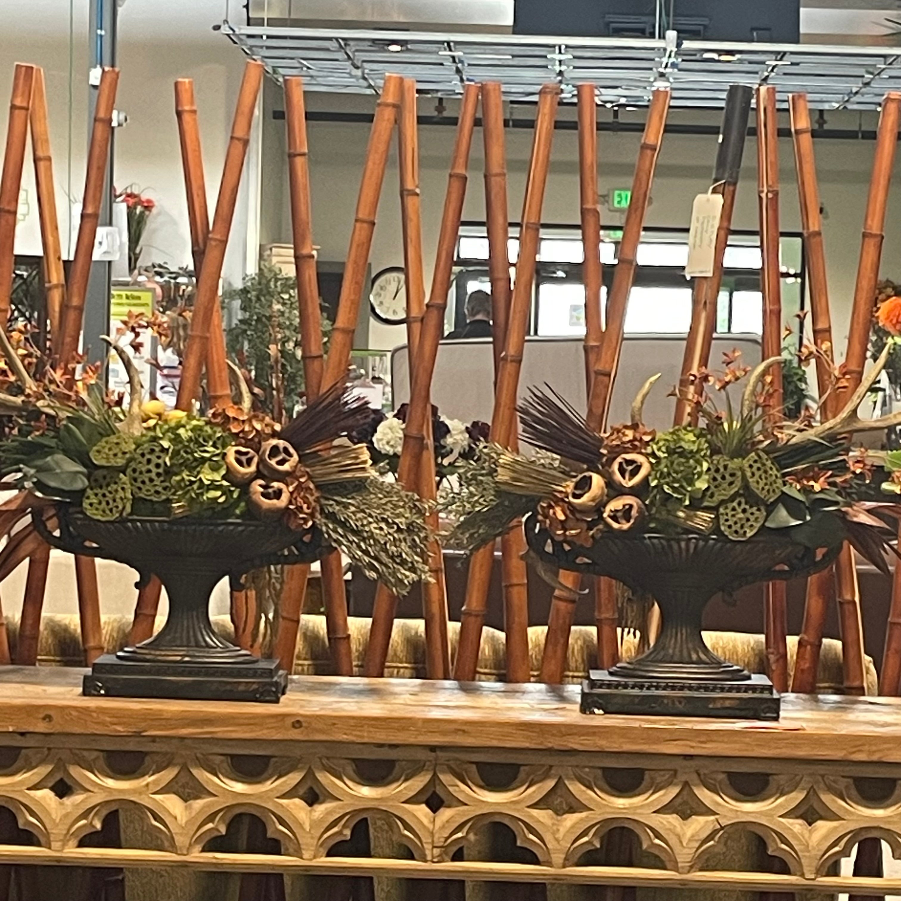 Western Decor Faux Antlers Autumn Dry Floral Arrangement 34"x 12"x 28"