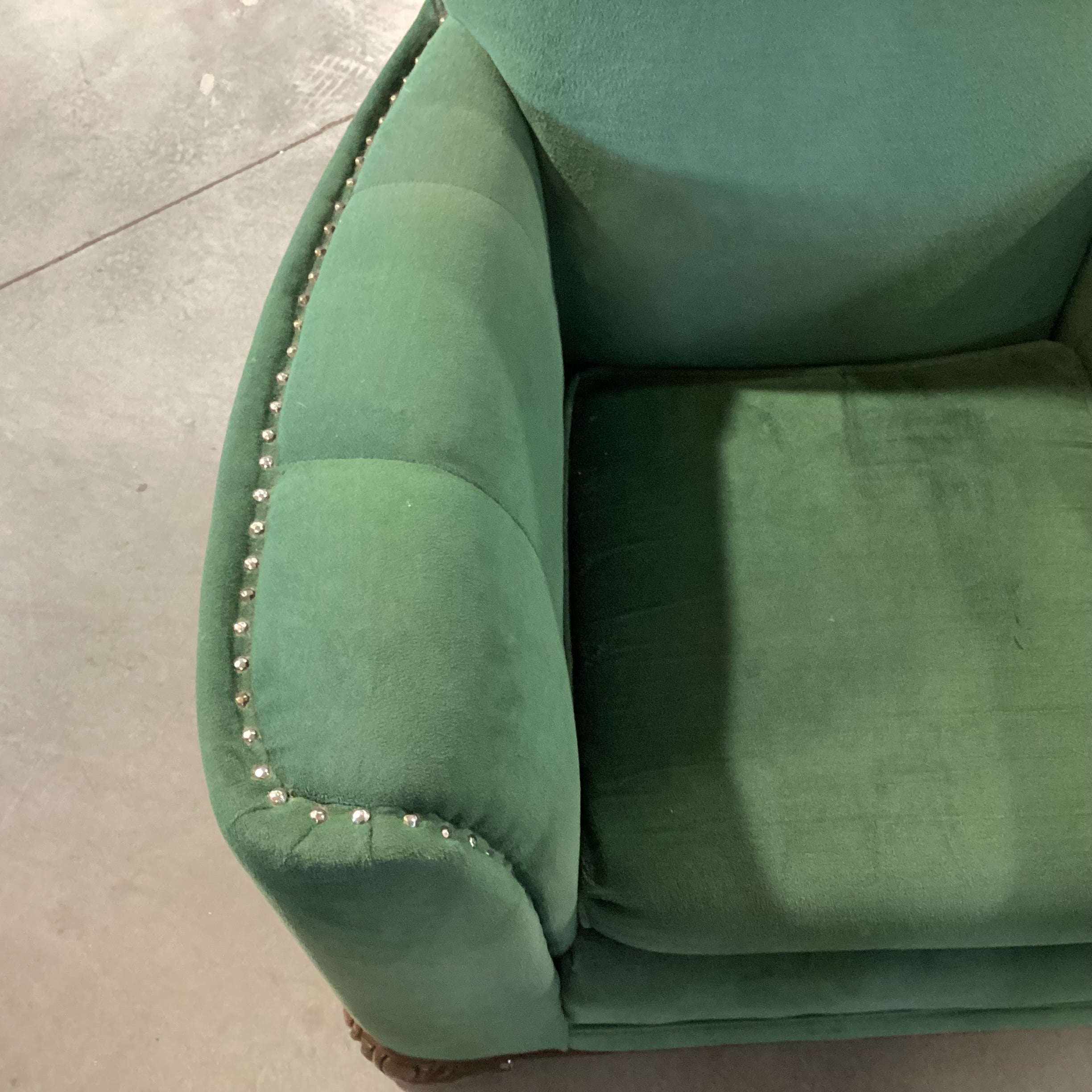 Vintage Antique Green Nailhead Accent Club Chair 38"x 34"x 32"