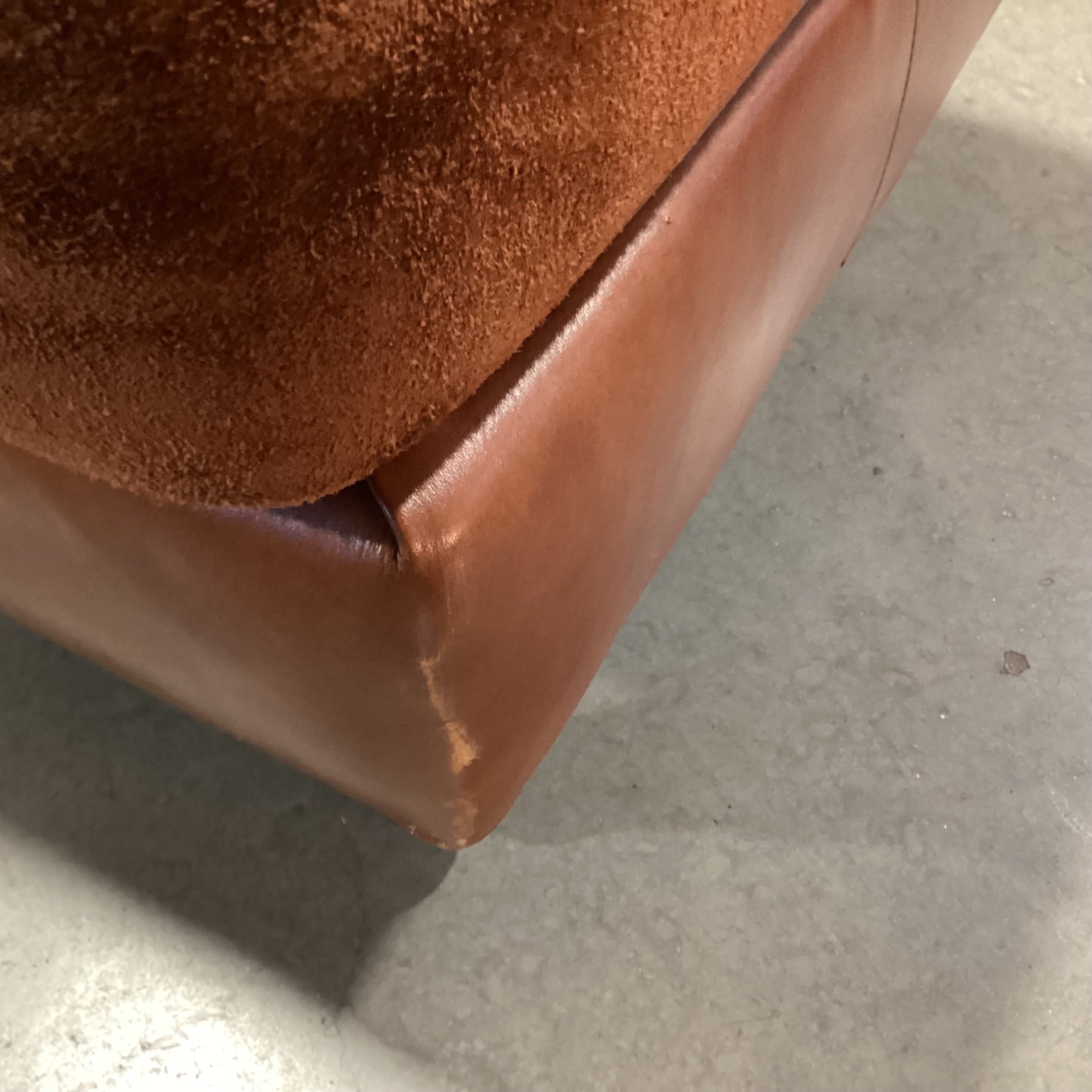 Hancock & Moore Suede & Leather Ottoman 28"x 22"x 16"