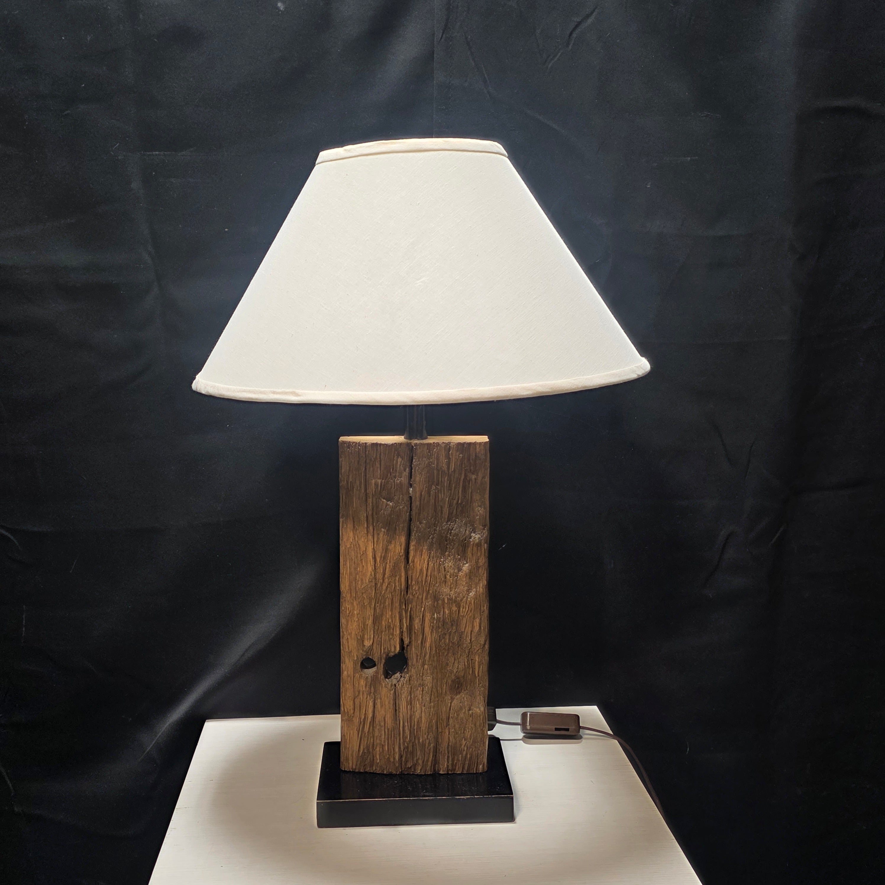 Vintage Drift Wood & Wood Base Table Lamp 18"Dx27"