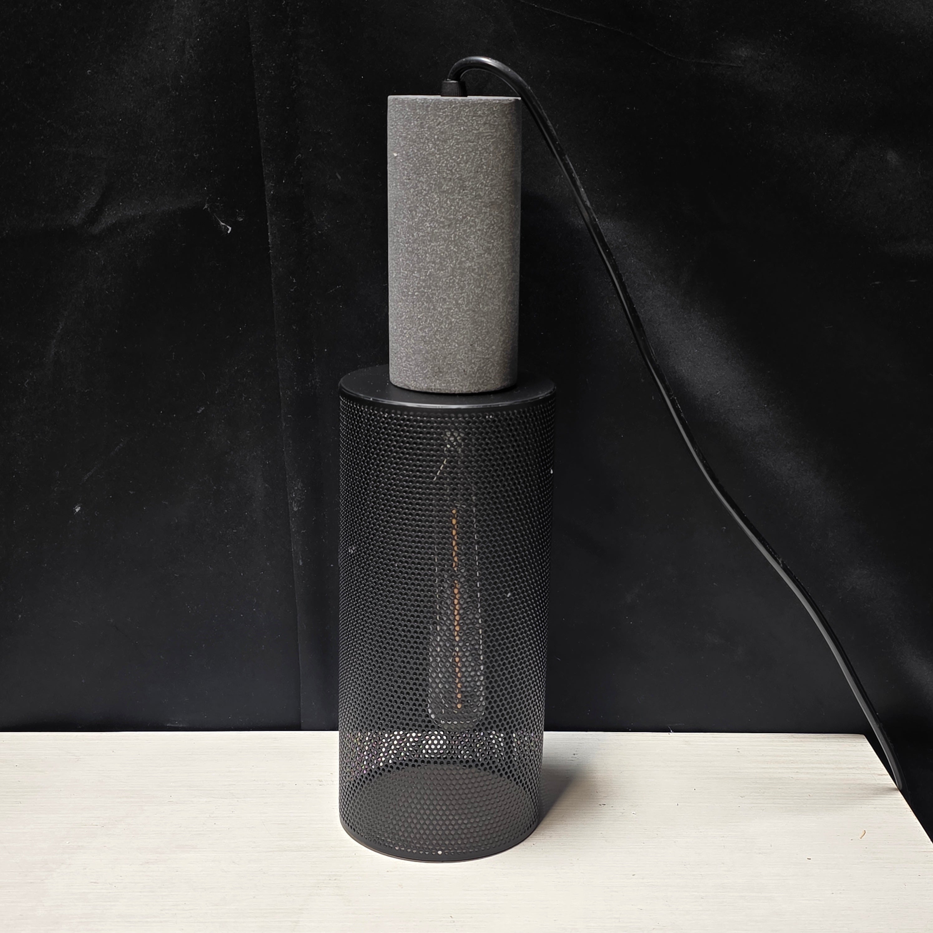NEW Concrete Linear Caged Light Bulb Pendant 4"Dx14"