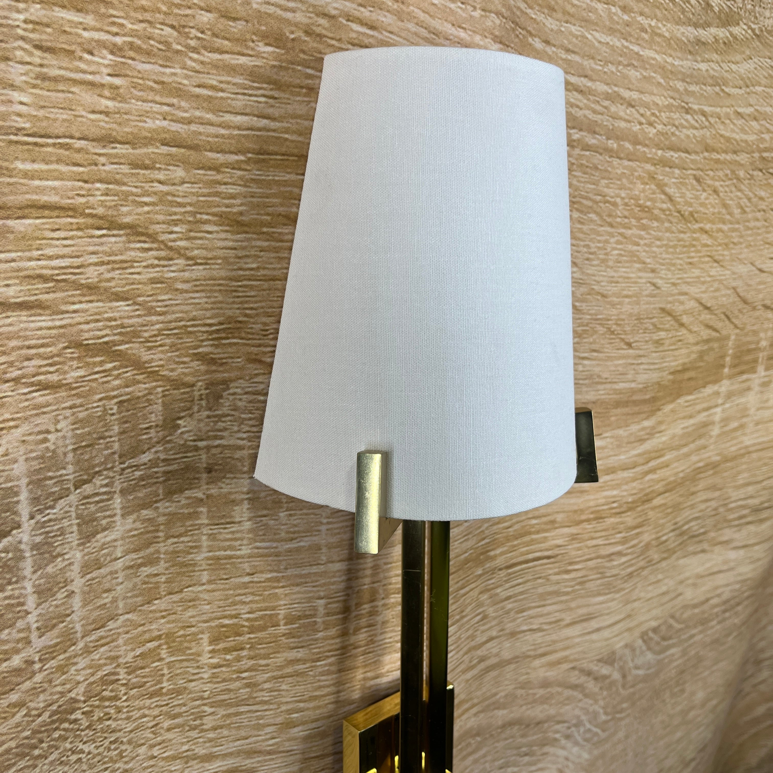 1-Light Brass with Linen Shade Wall Sconce 6"x 21"x 3.5"