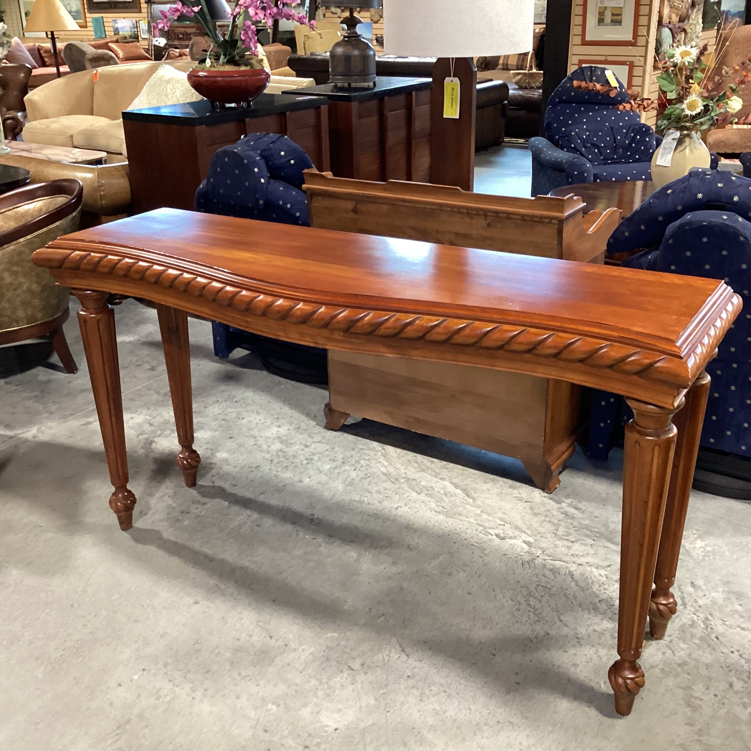 Solid Carved Cherry Sofa Table 68"x 20"x 37"