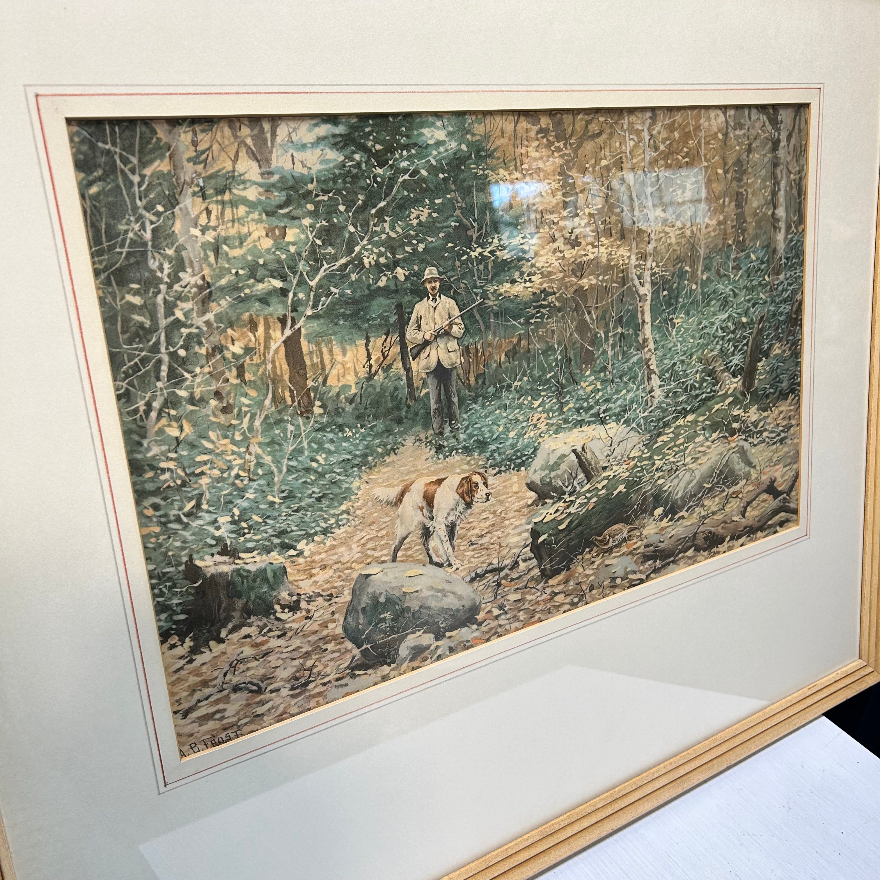 Arthur Burdett (1851-1928) Chromolithograph,Autumn Grouse Shooting 28.5"x 23.5"