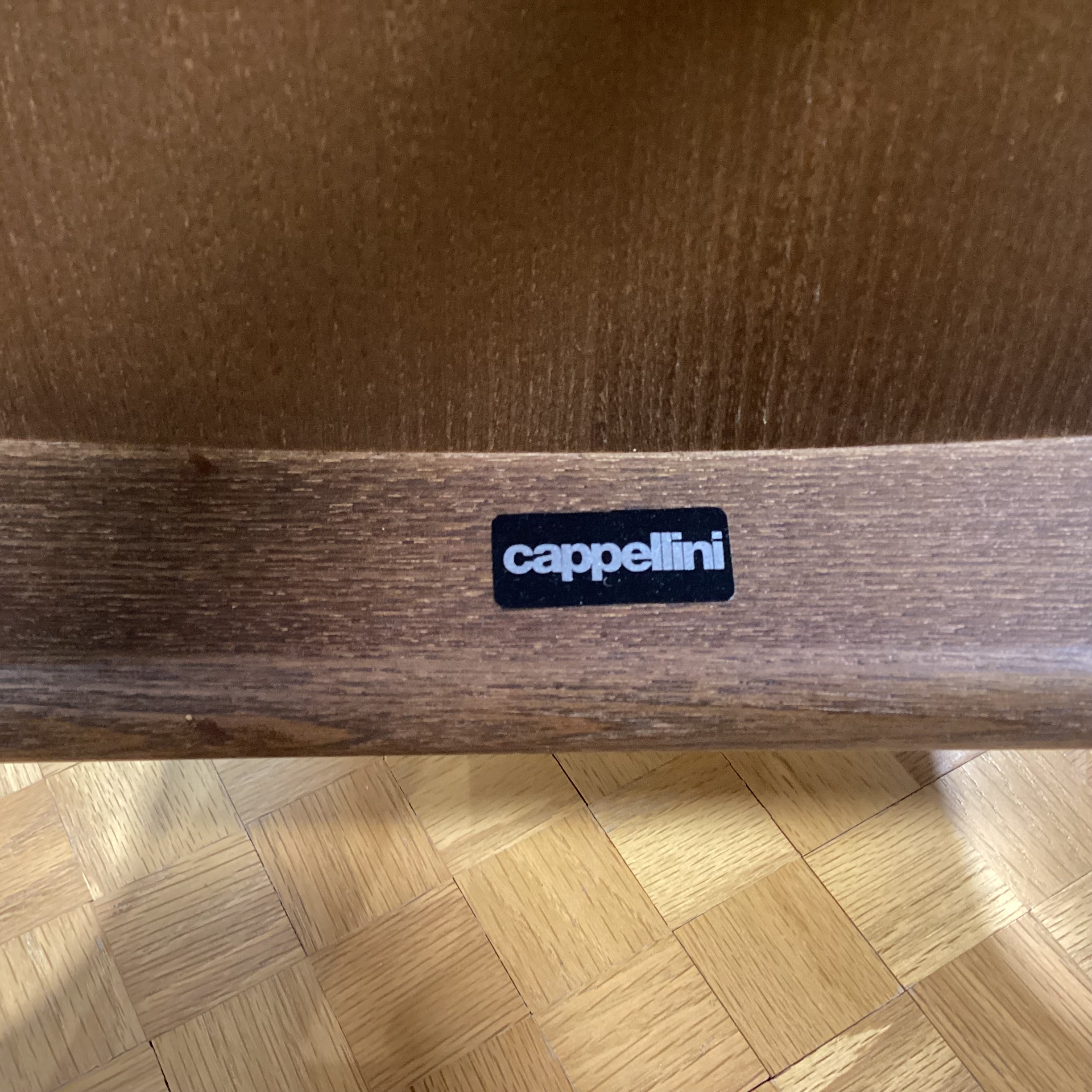 SET of 6 Cappellini Bac Grey Leather & Walnut Modern Dining Chairs 21"x 20"x 29"