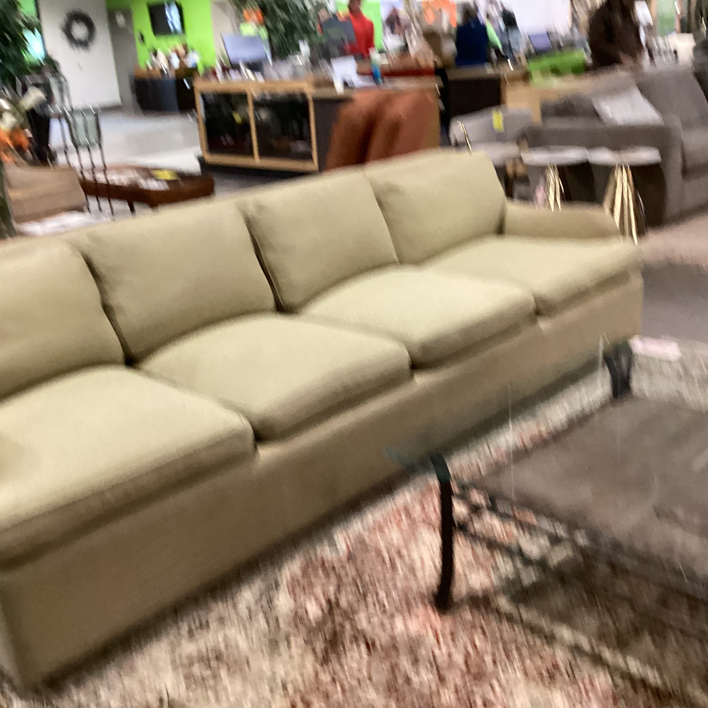 Vintage Avery Boardman Green & Gold Textured Pattern 4 Seat Sofa 108"x 40"x 32"