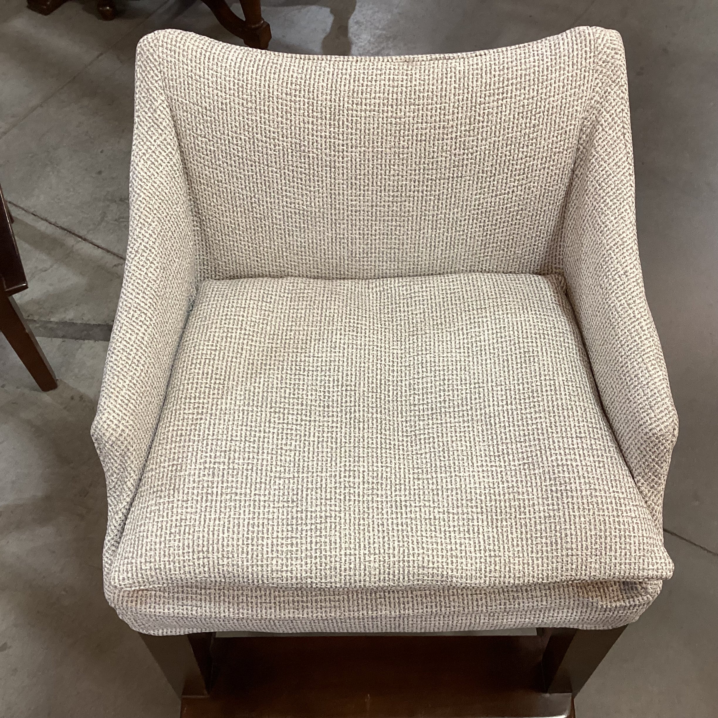 Lee Industries Ivory Grey Woven Slipcovered & Wood Barstool 31"