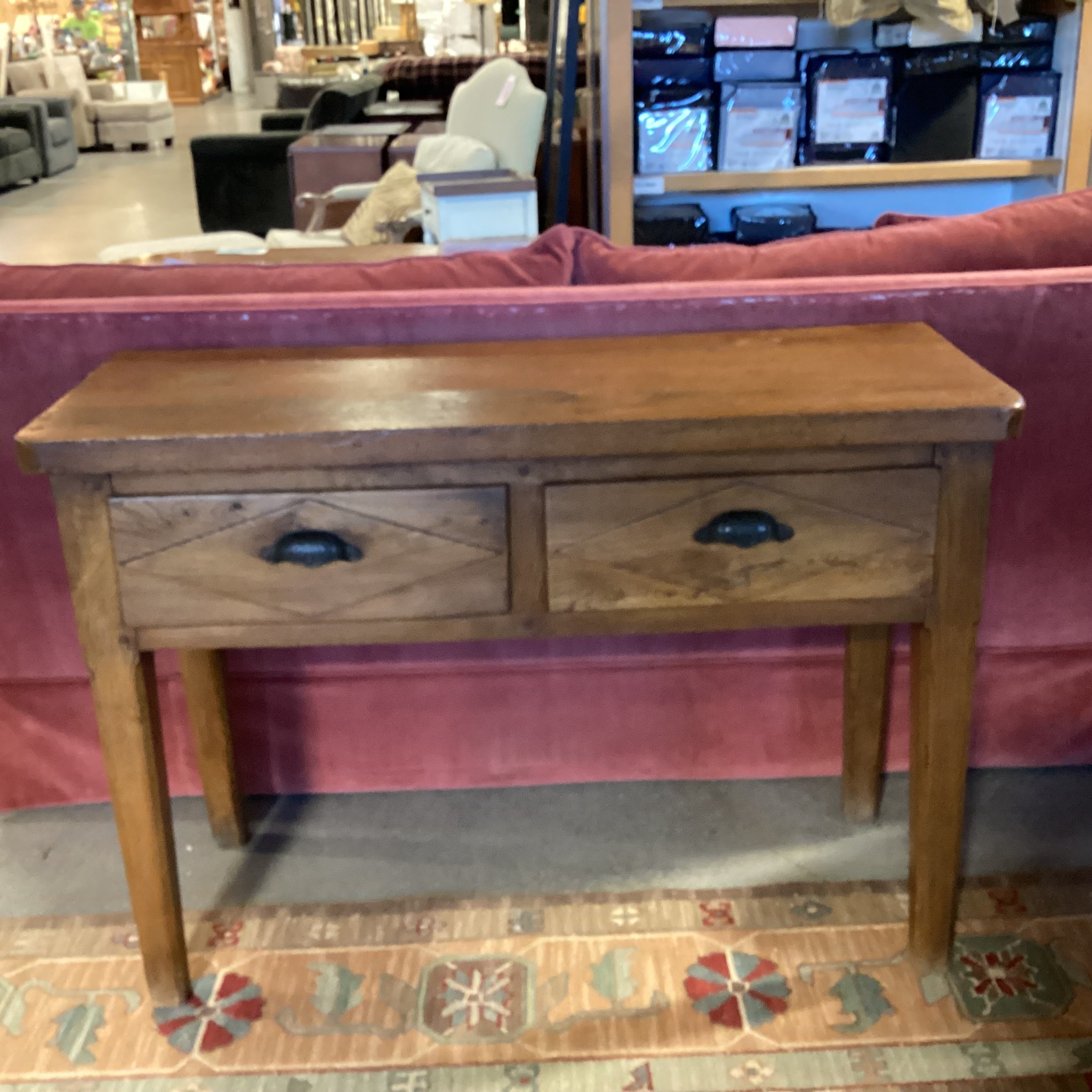 Antique Solid Wood 2 Drawer Console Sofa Table 45.5"x 17.5"x 31.5"