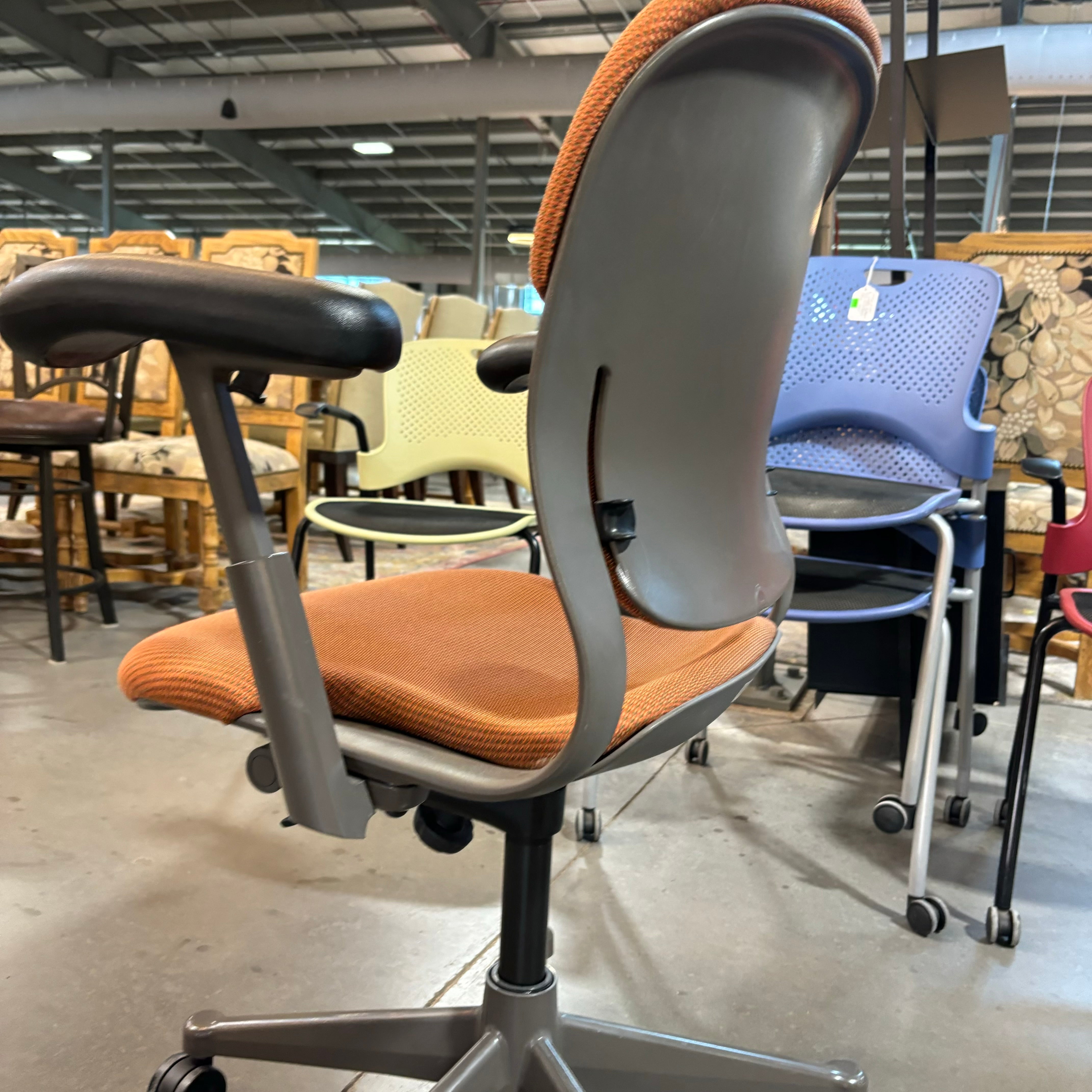 Herman Miller Equa Vintage Orange & Green Multi Woven with Steel Base Office Chair 26"x 24"x 40"