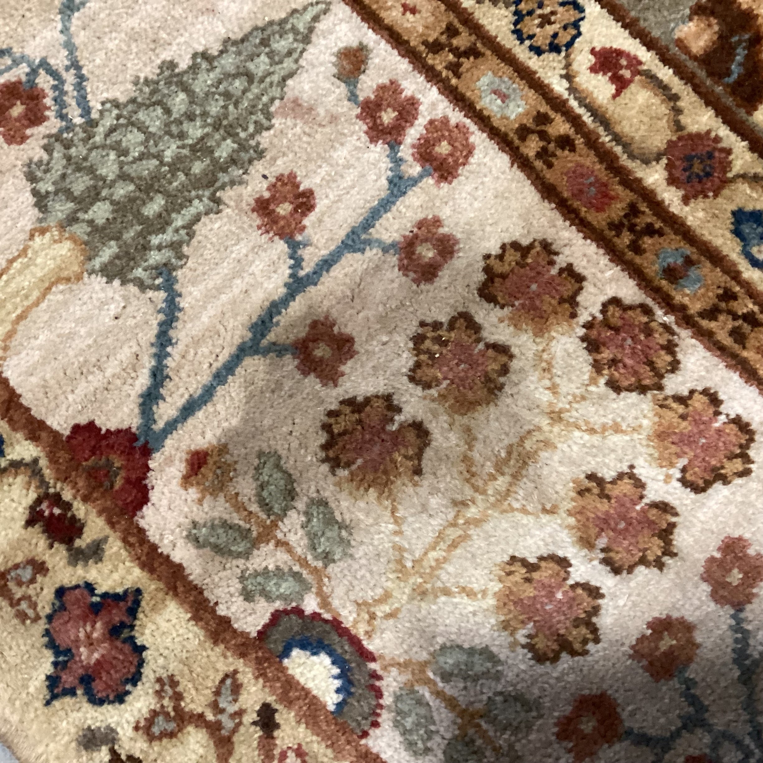 Karastan Paysage Palmette & Vinery Olive Tan Rust Blue Wool Rug8'8"x 12'4"