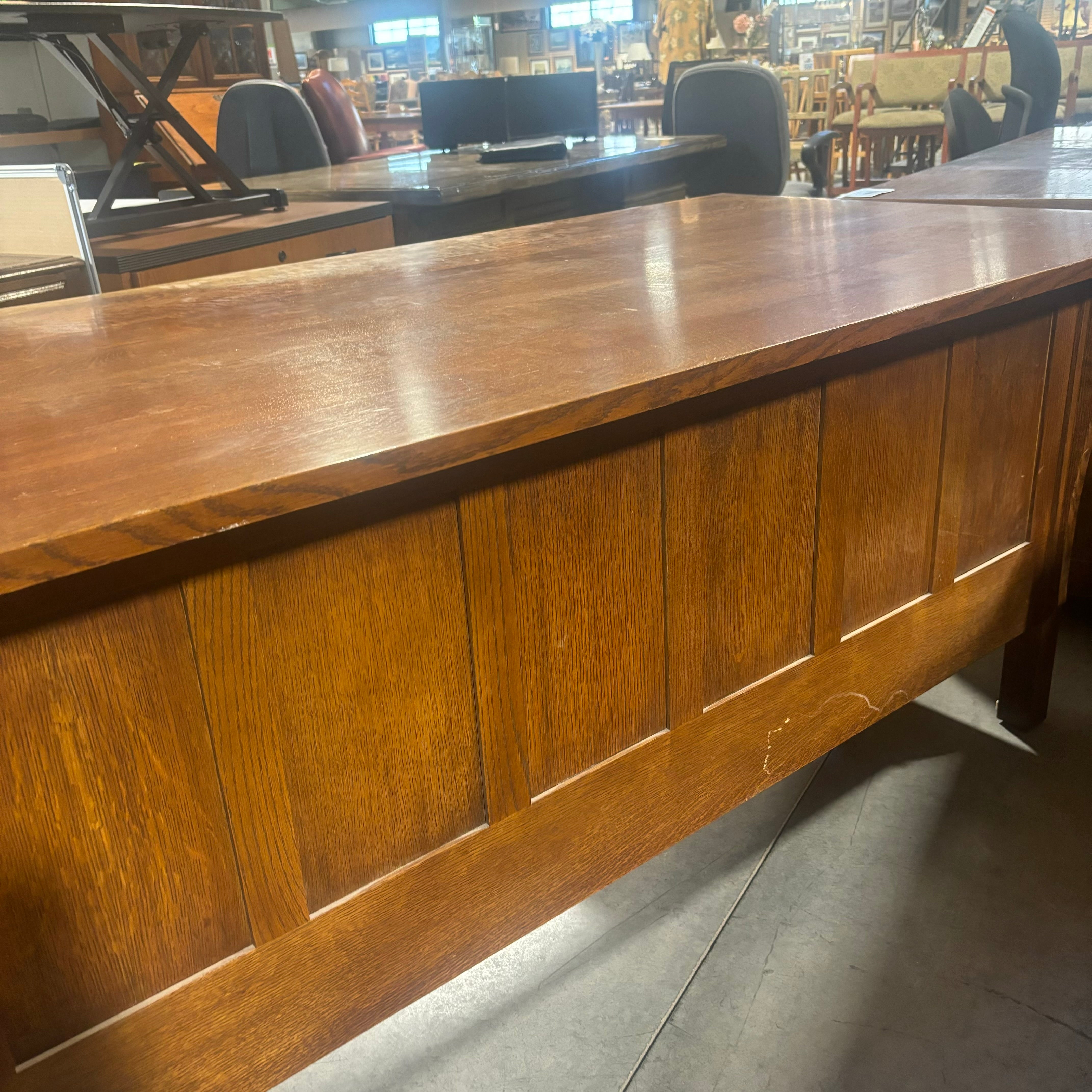 Stickley Solid Wood 5 Drawer with Hammered Copper Pulls Desk 72"x 36"x 30.5"