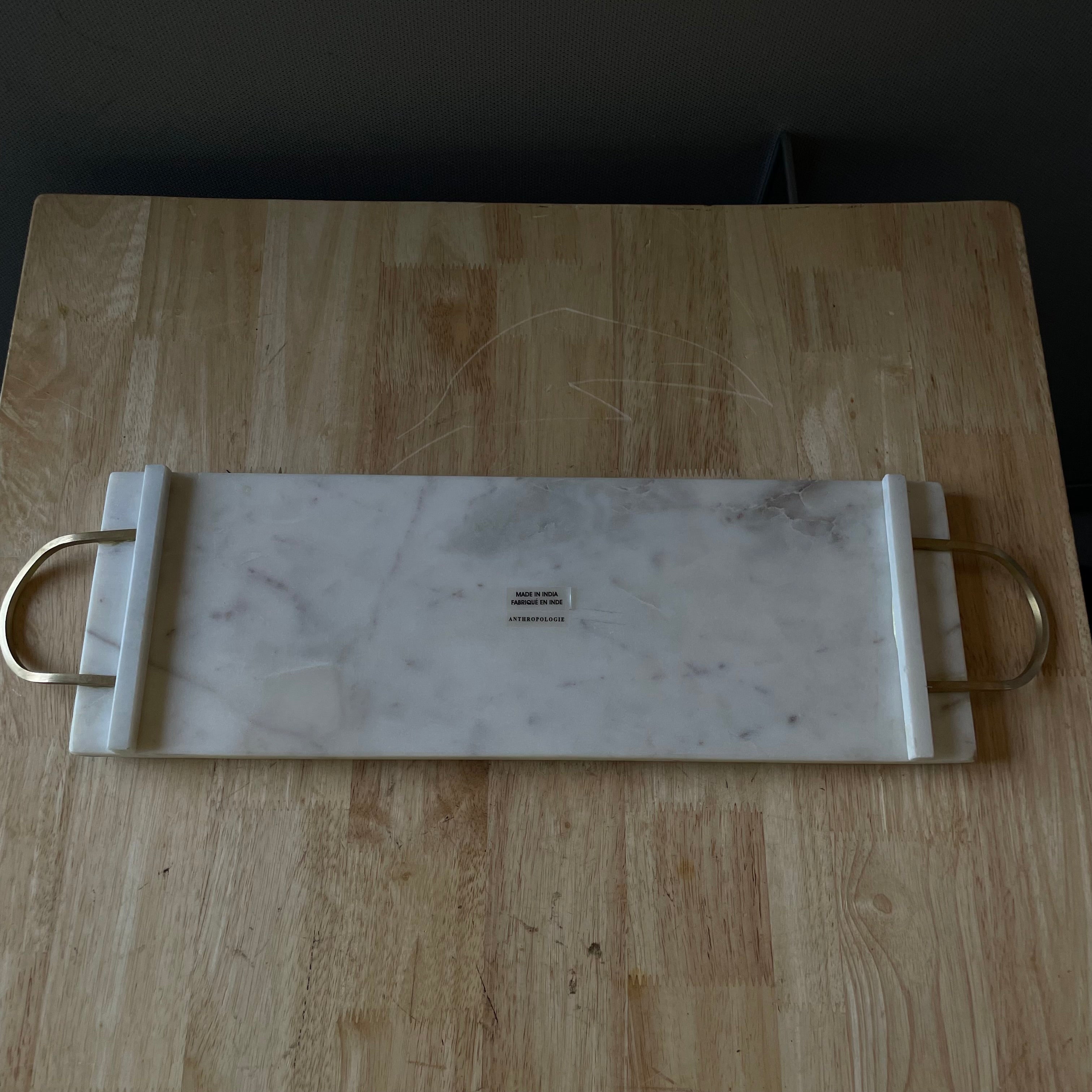Nina Marble Cheese Board with Brass Handles, by Anthropologie,21"x 6"x .75"