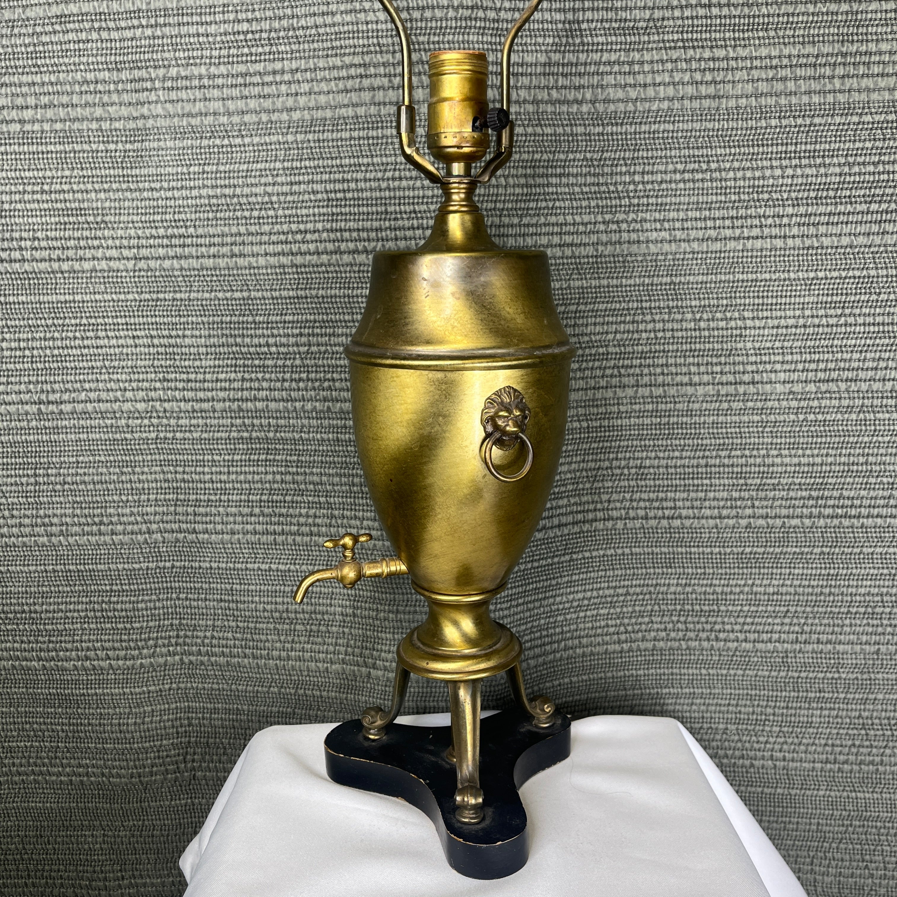 Vintage Frederick Cooper Solid Brass Samovar Table Lamp 7"x 7"x 28"