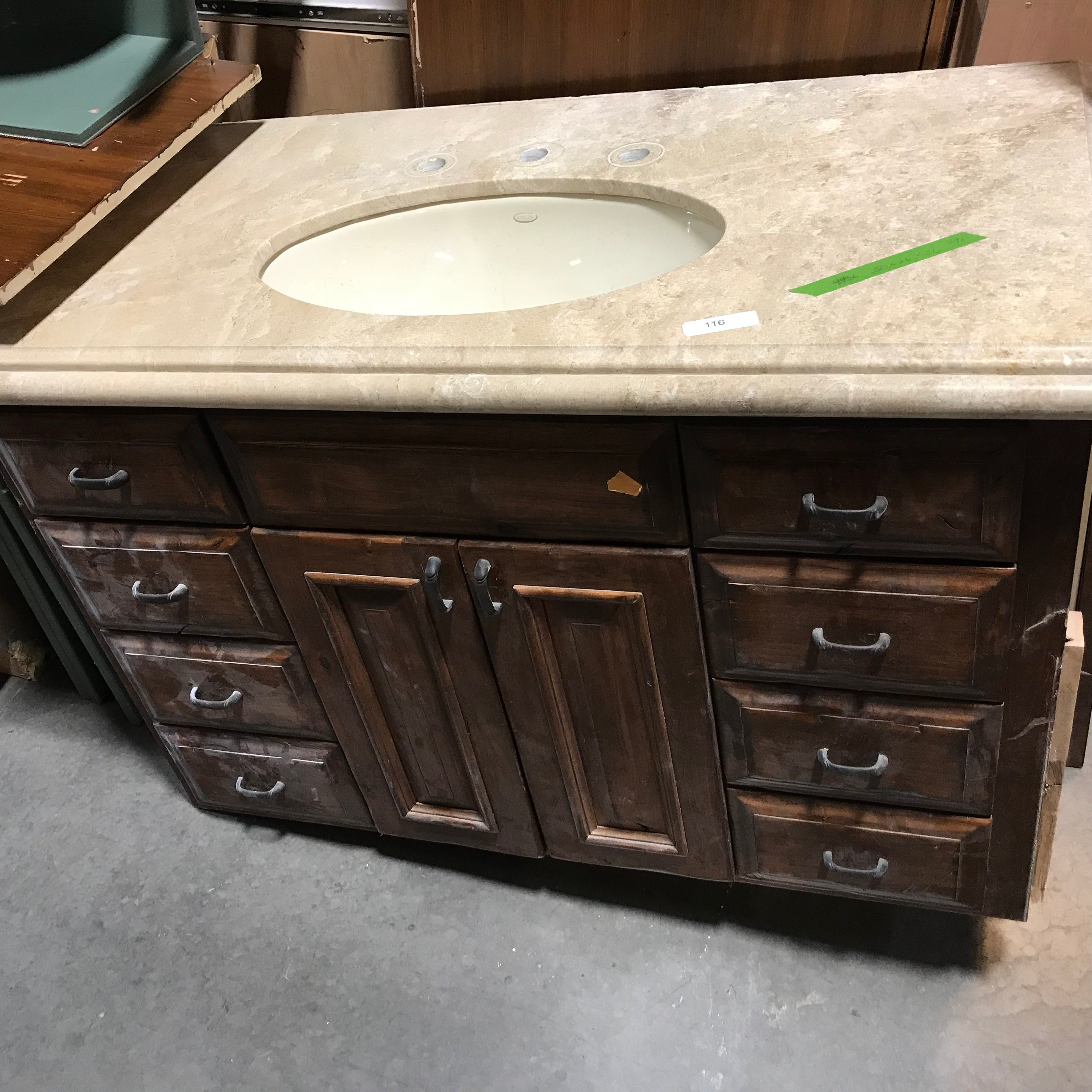 50"x 26"x 36" Marble Top Vanity