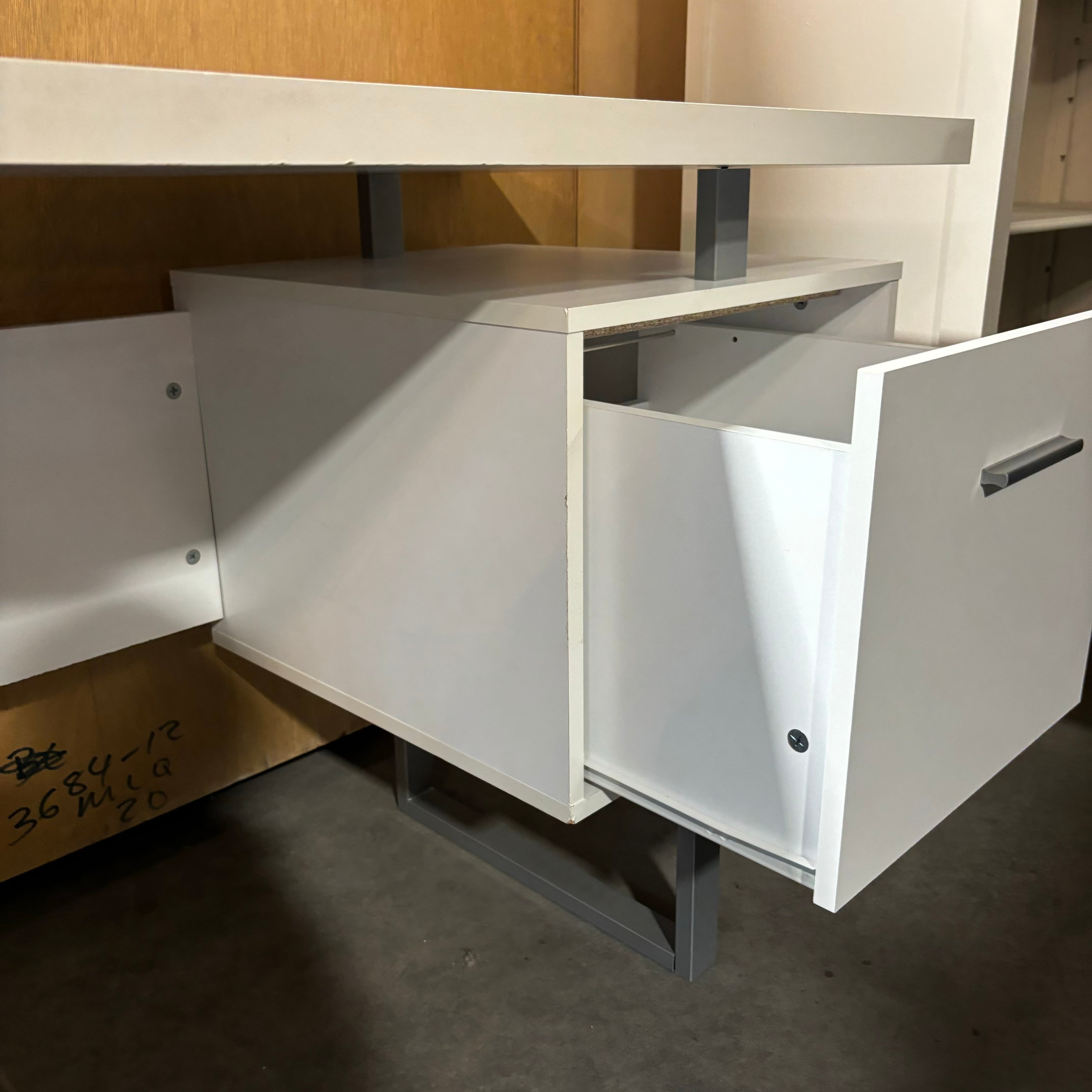 White Laminate with Steel Base & Pulls 3 Drawer Desk 60"x 24"x 30"