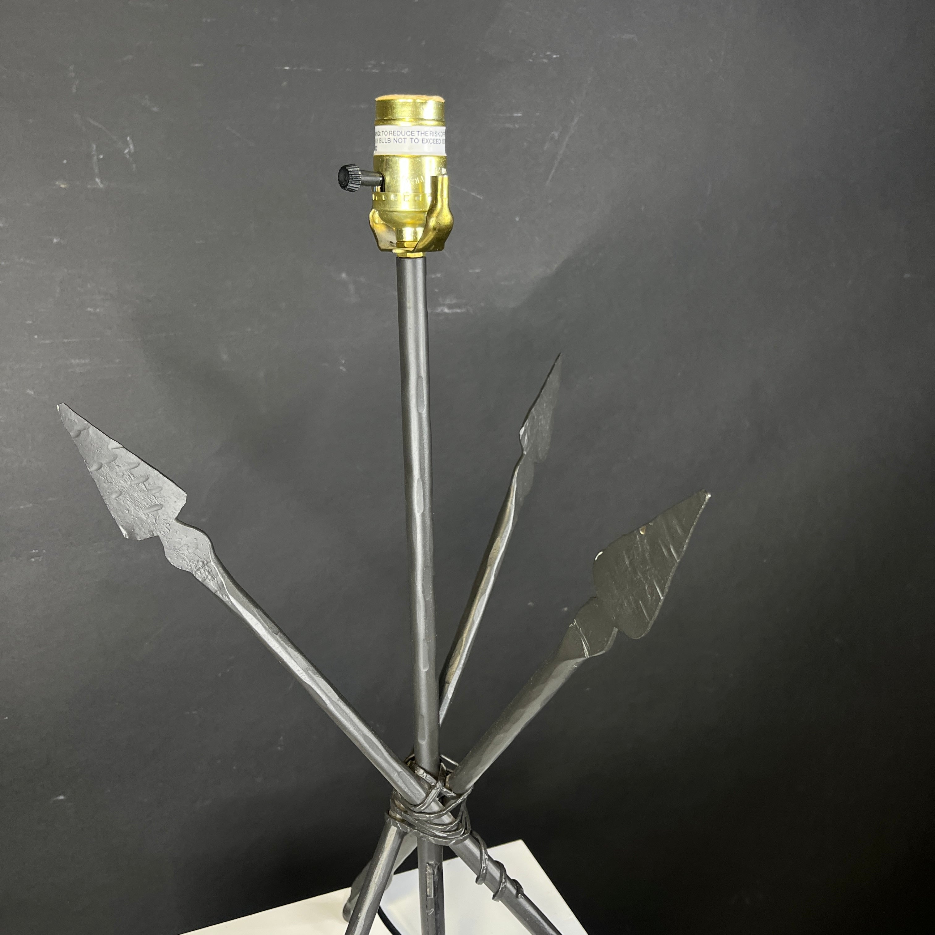 Iron Accents Saddle Creek Hand Forged Iron Arrow Tripod without Shade Table Lamp 12”x 12”x 23”