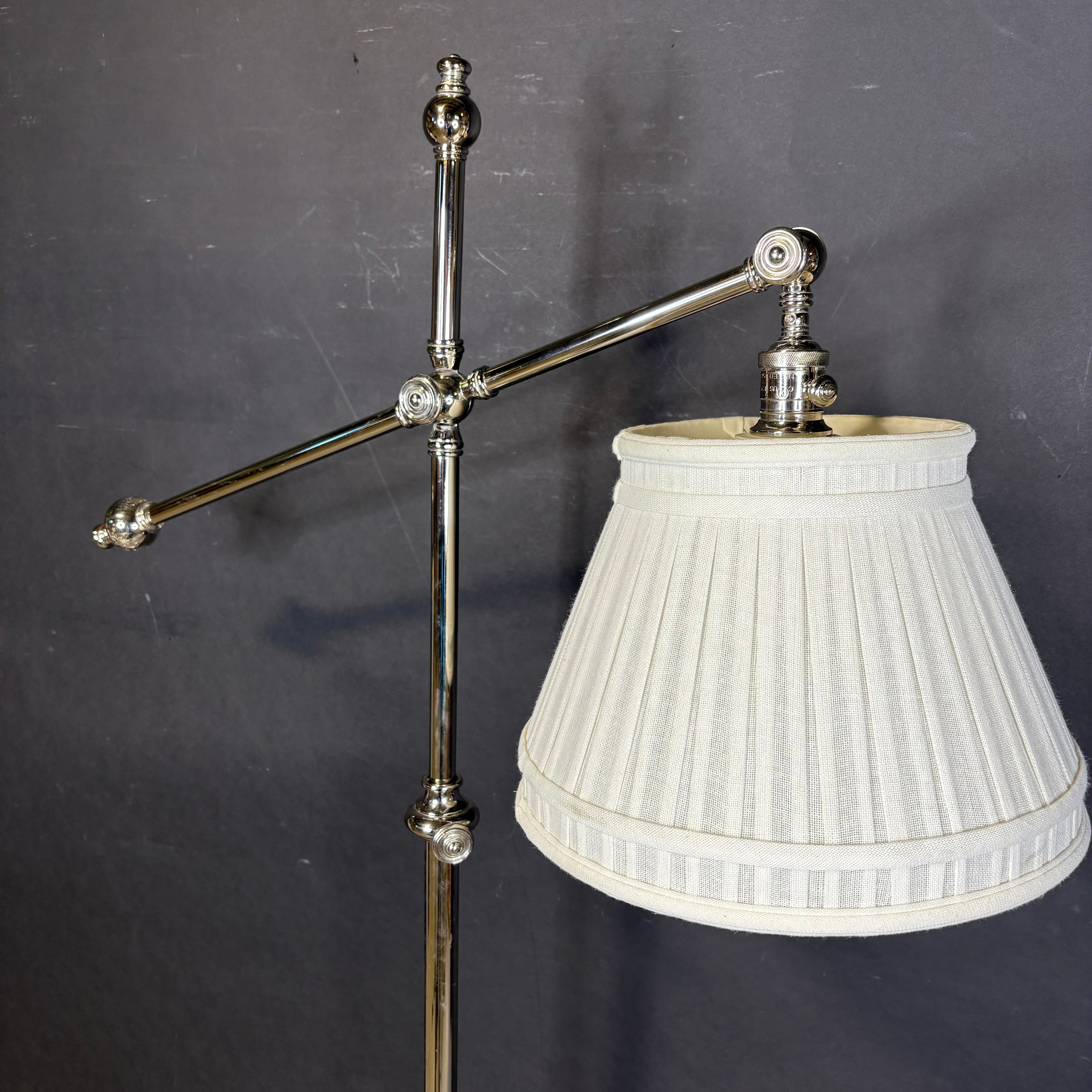Visual Comfort Pimlico Polished Nickel Height Adjustable Articulating with Shade Floor Lamp
