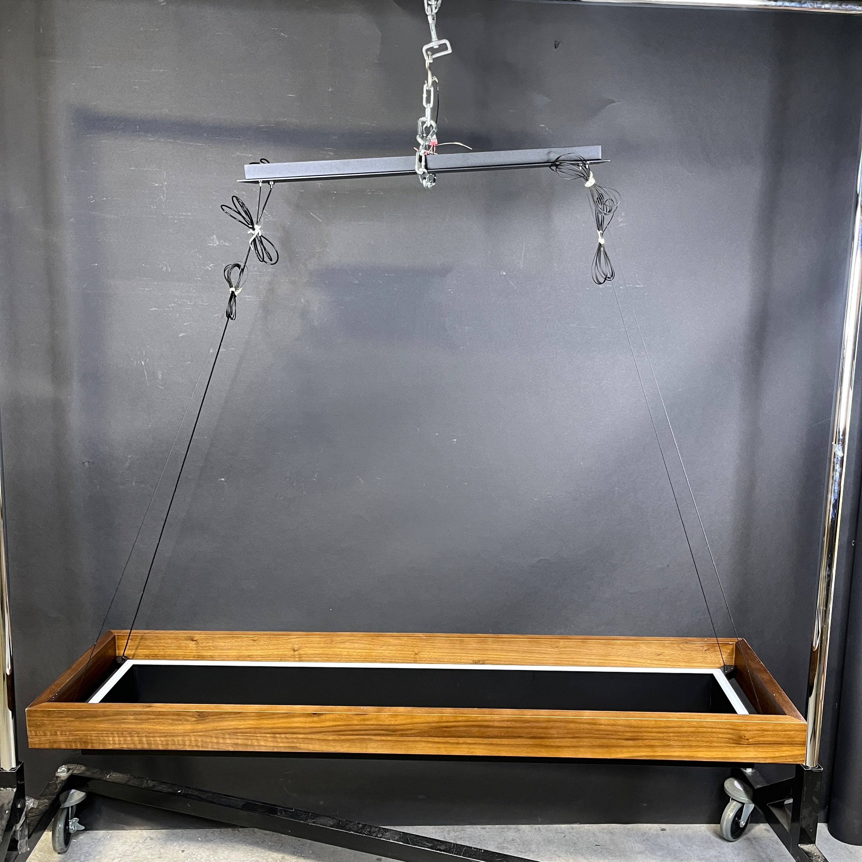 Modern Forms Hustler LED Dark Walnut and Black Metal Linear Chandelier 54”x 14”x 24” - 118”