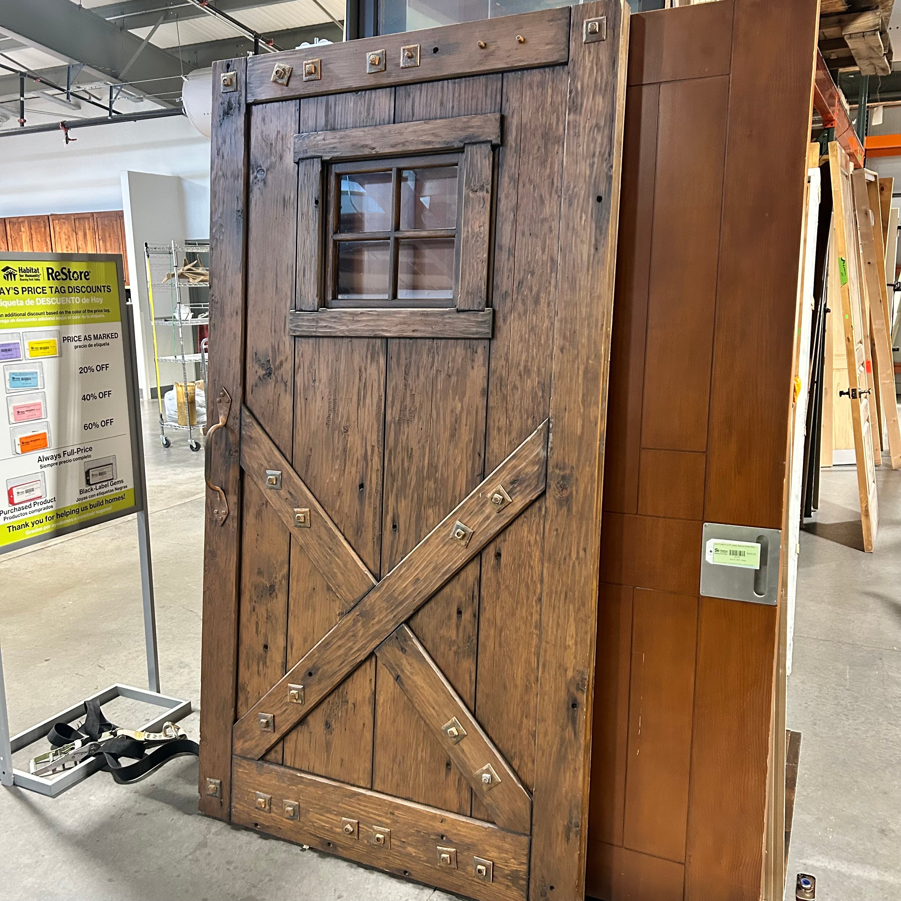 47.75"x 87.75"x 2.5" Rustic Pine Barn Door/Pocket Door with Iron Hardware Aceents