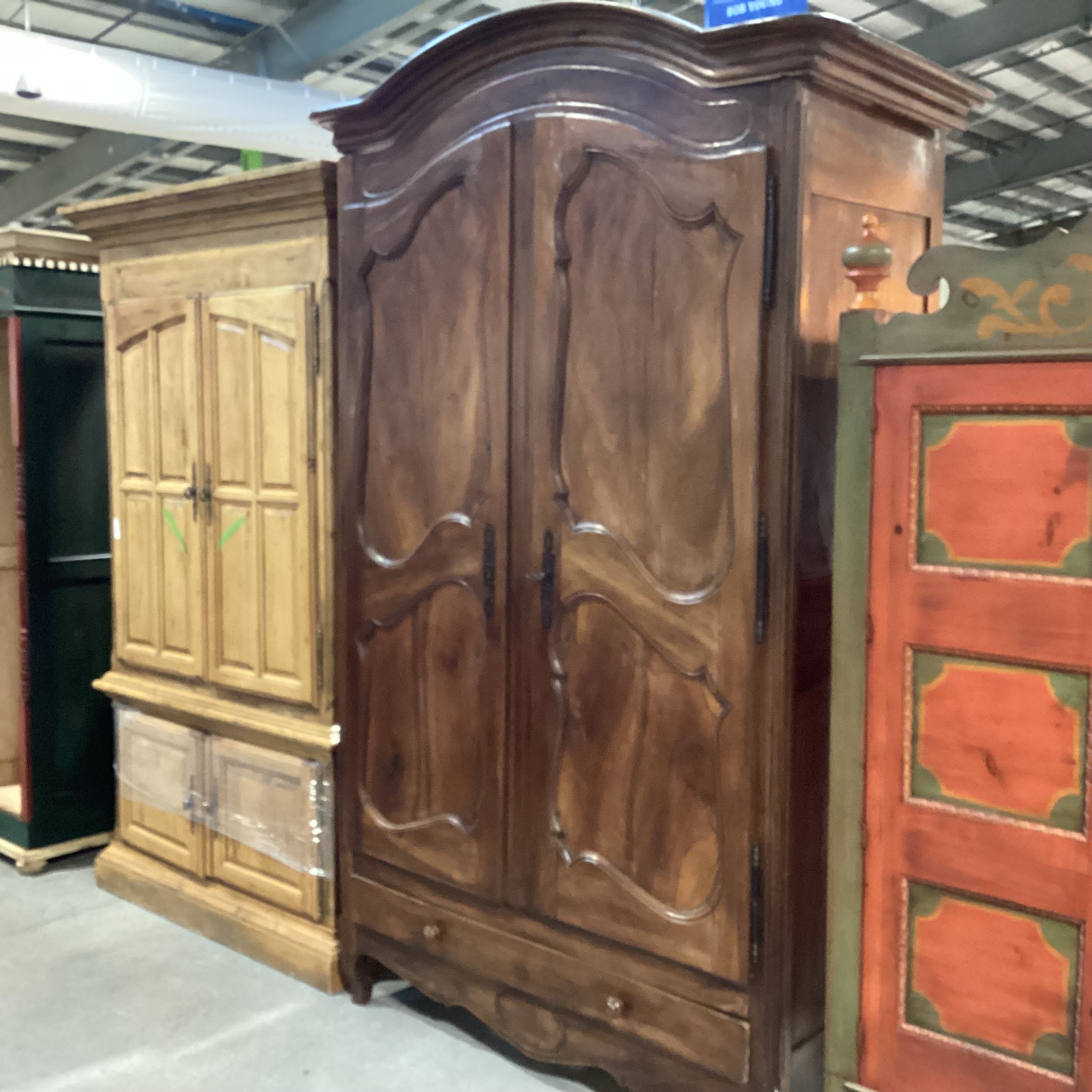 Antique 1800's French Walnut 2 Door 1 Drawer Armoire 64"x 29"x 103"