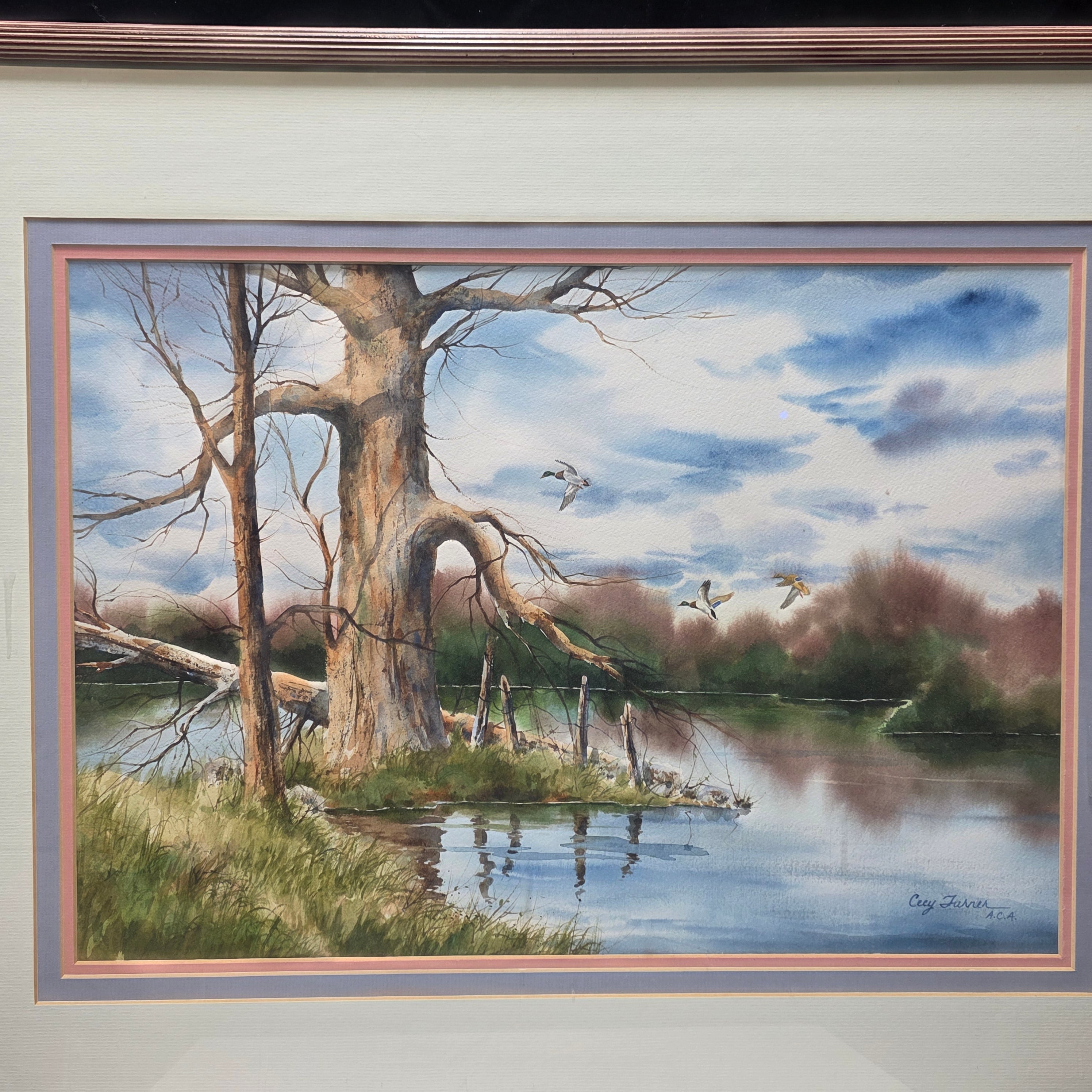 Cecy Turner Woods, Water and Ducks Lithograph 29"x23"