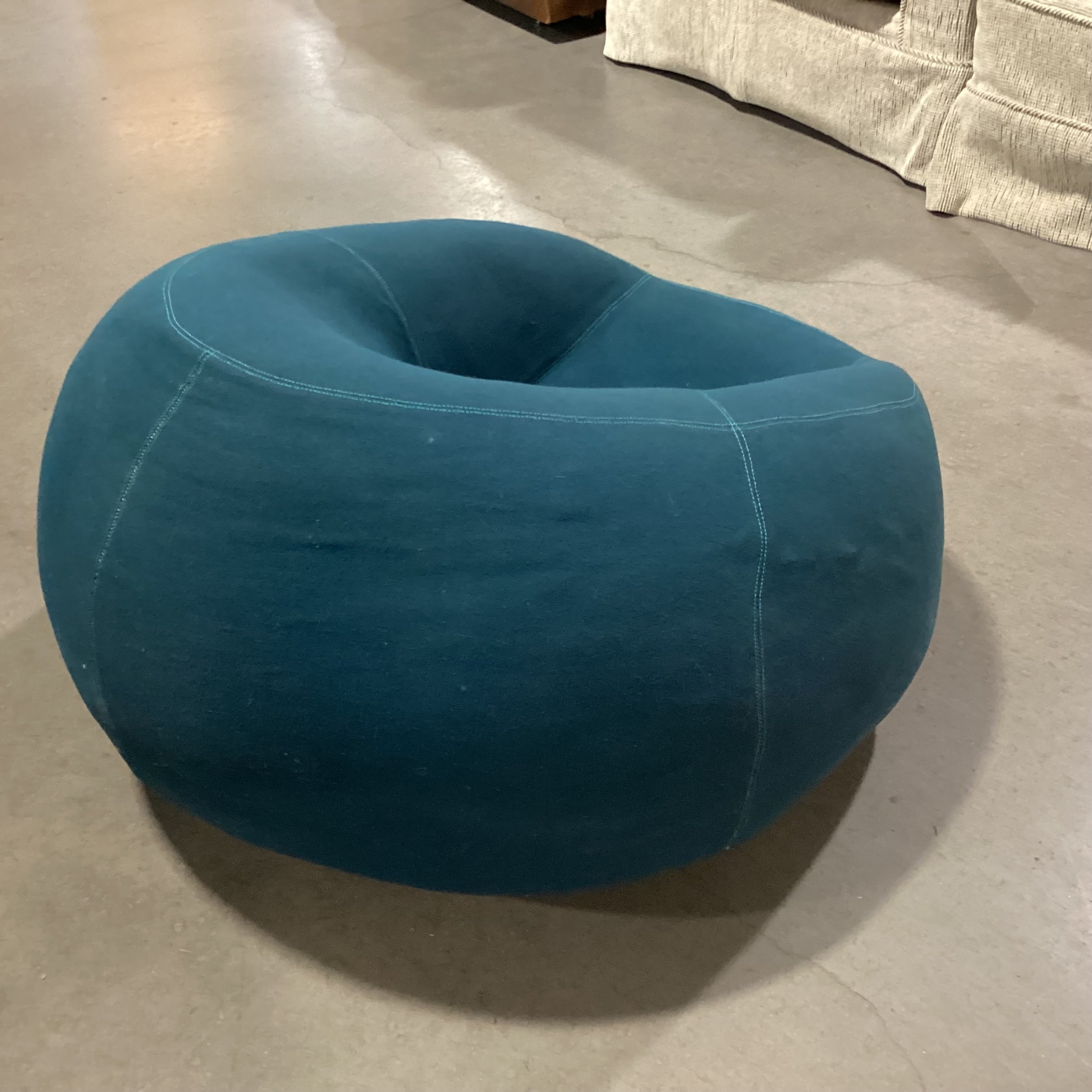 HUG Lake Tweed with Stitching Accent Round Low Chair 38"x 44"x 26"