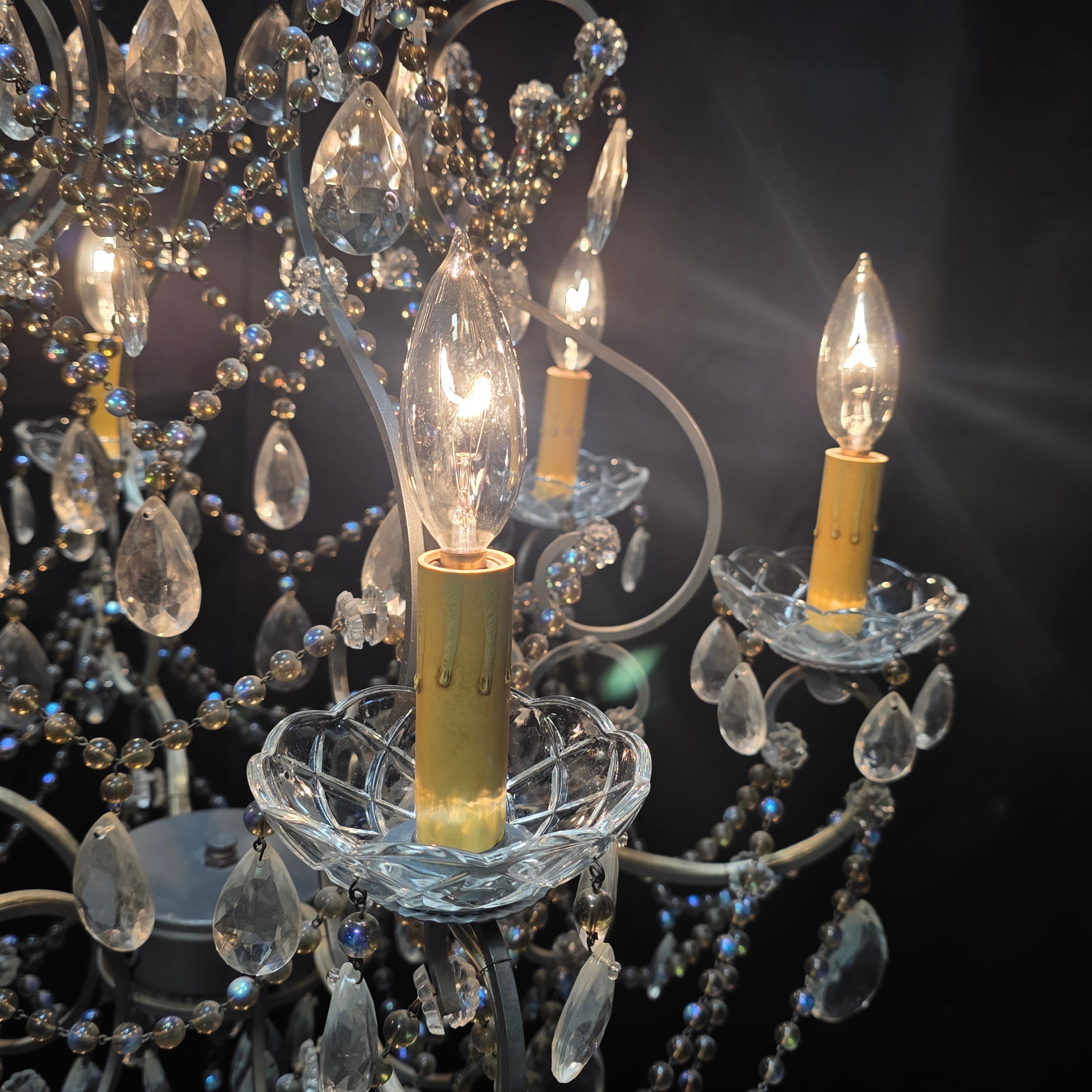 1950's Italian Glass Drop Chandelier 23.5"Dx33"