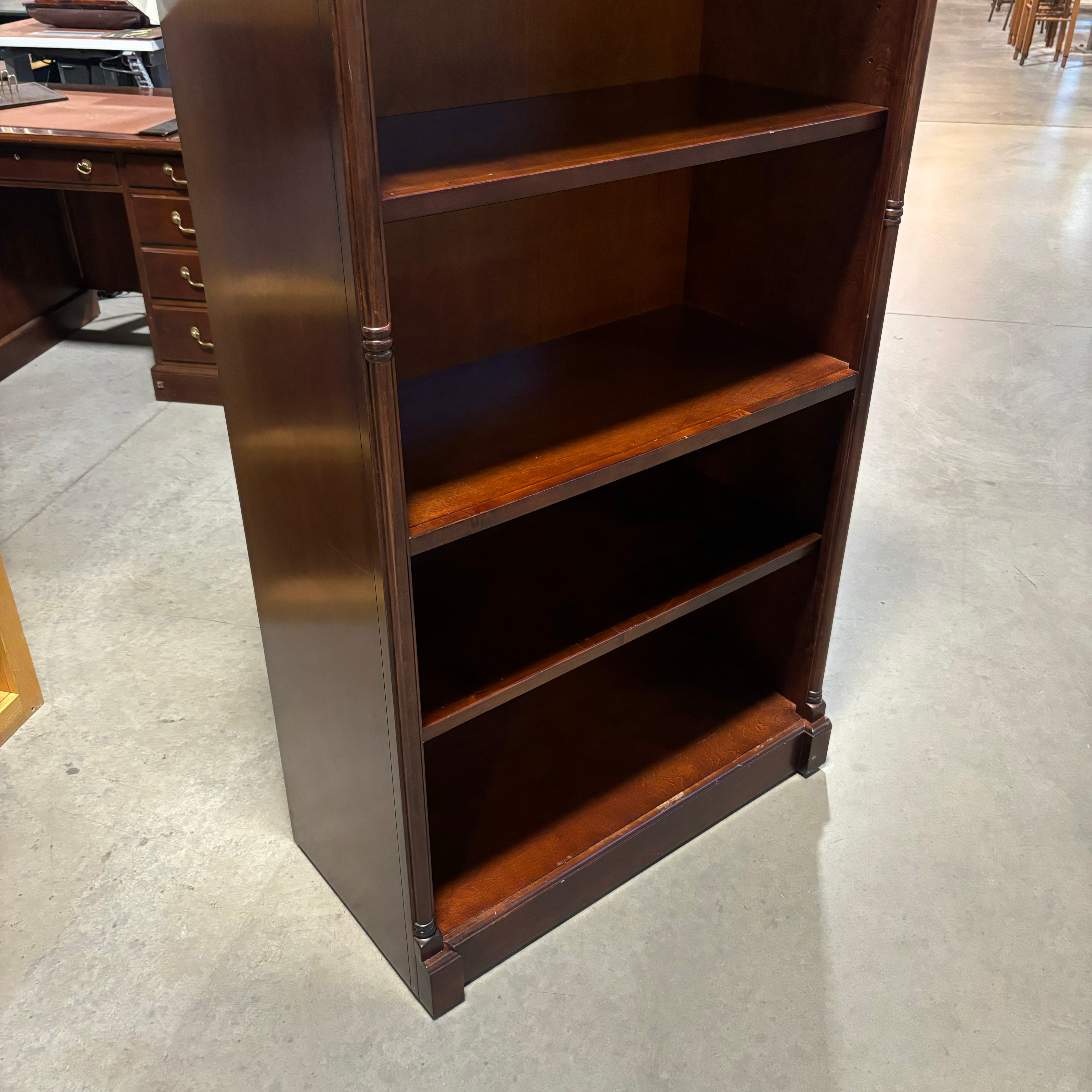 Kathy Ireland Home Dark Finish Solid Wood 4 Shelf Solid Wood 4 Shelf Adjustable Bookcase 34"x 18"x 80"