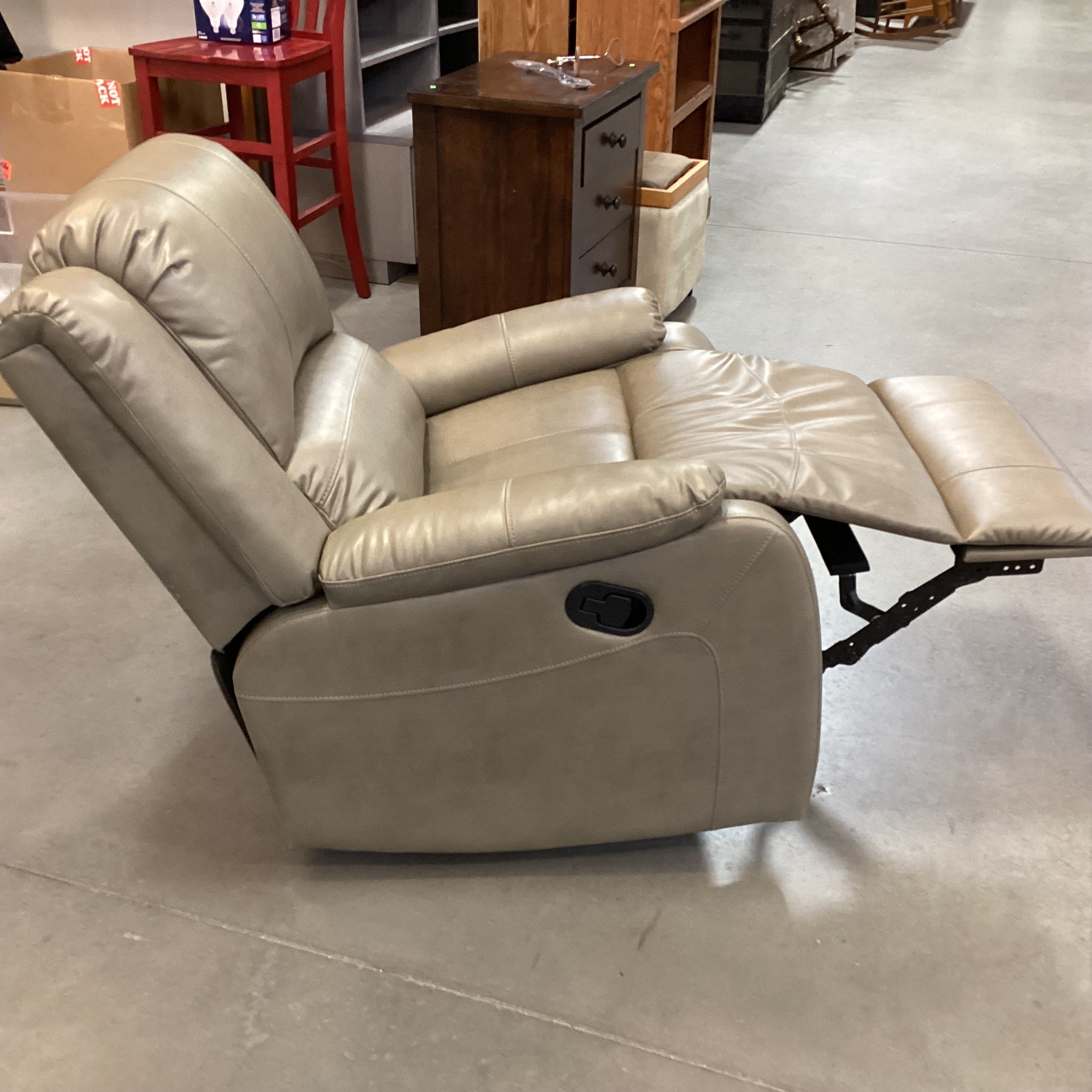 Recpro Taupe Faux Leather Swivel Rock Recliner Chair 31"x 36"x 38"