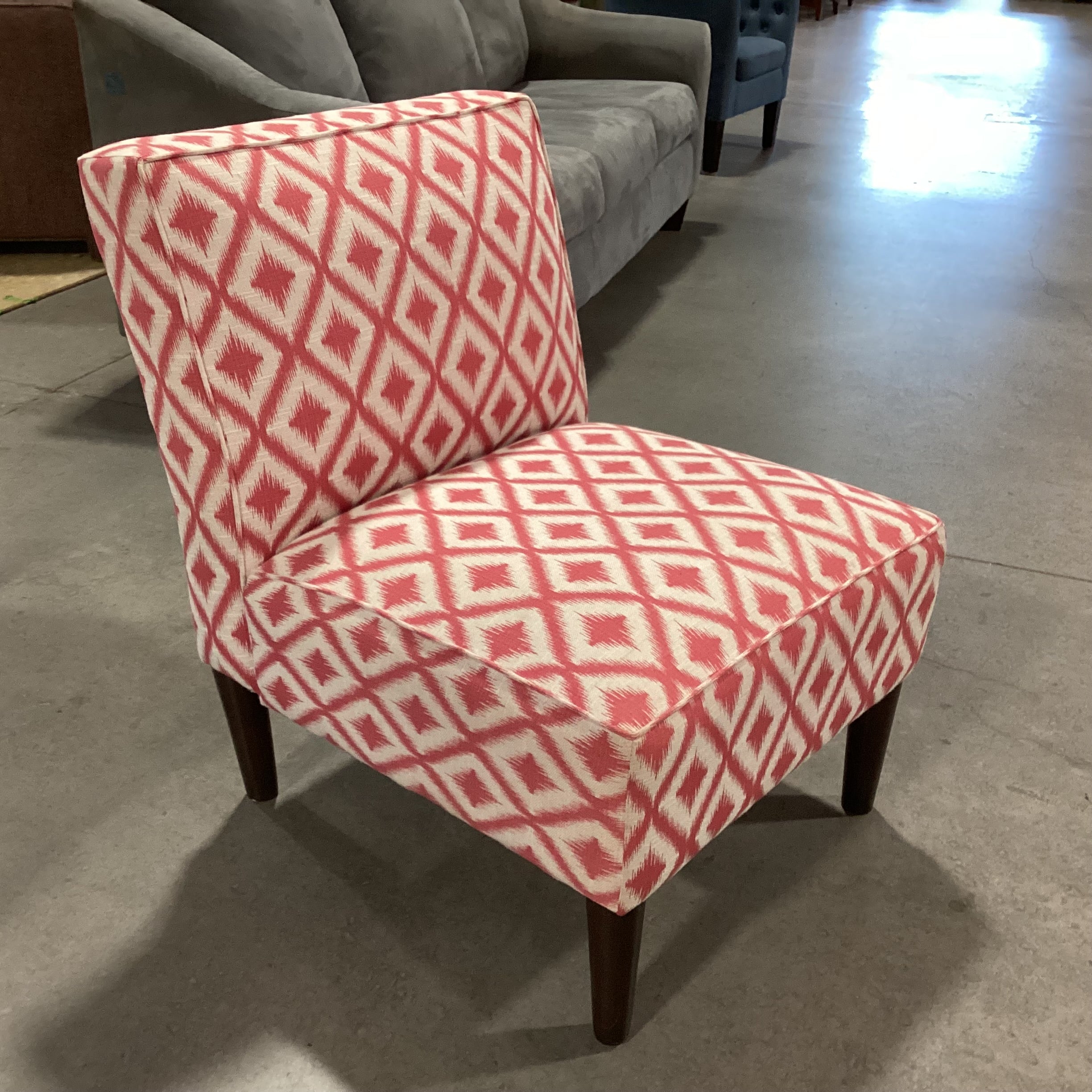 Raspberry Ikat Slipper Style Chair 25"x 31"x 31"