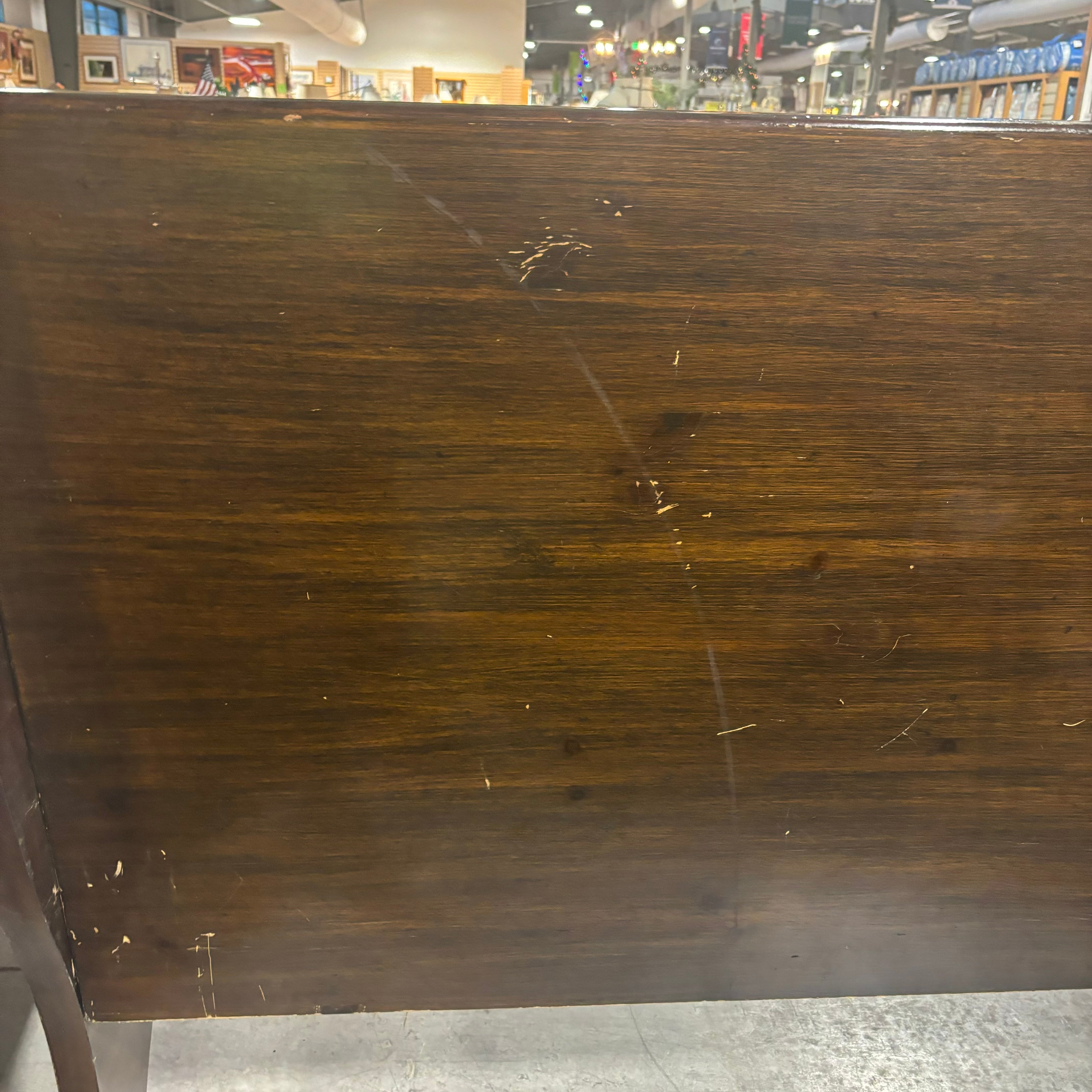 QUEEN Dark Finish Solid Wood Sleigh Bed 92"x 66"x 42.5"