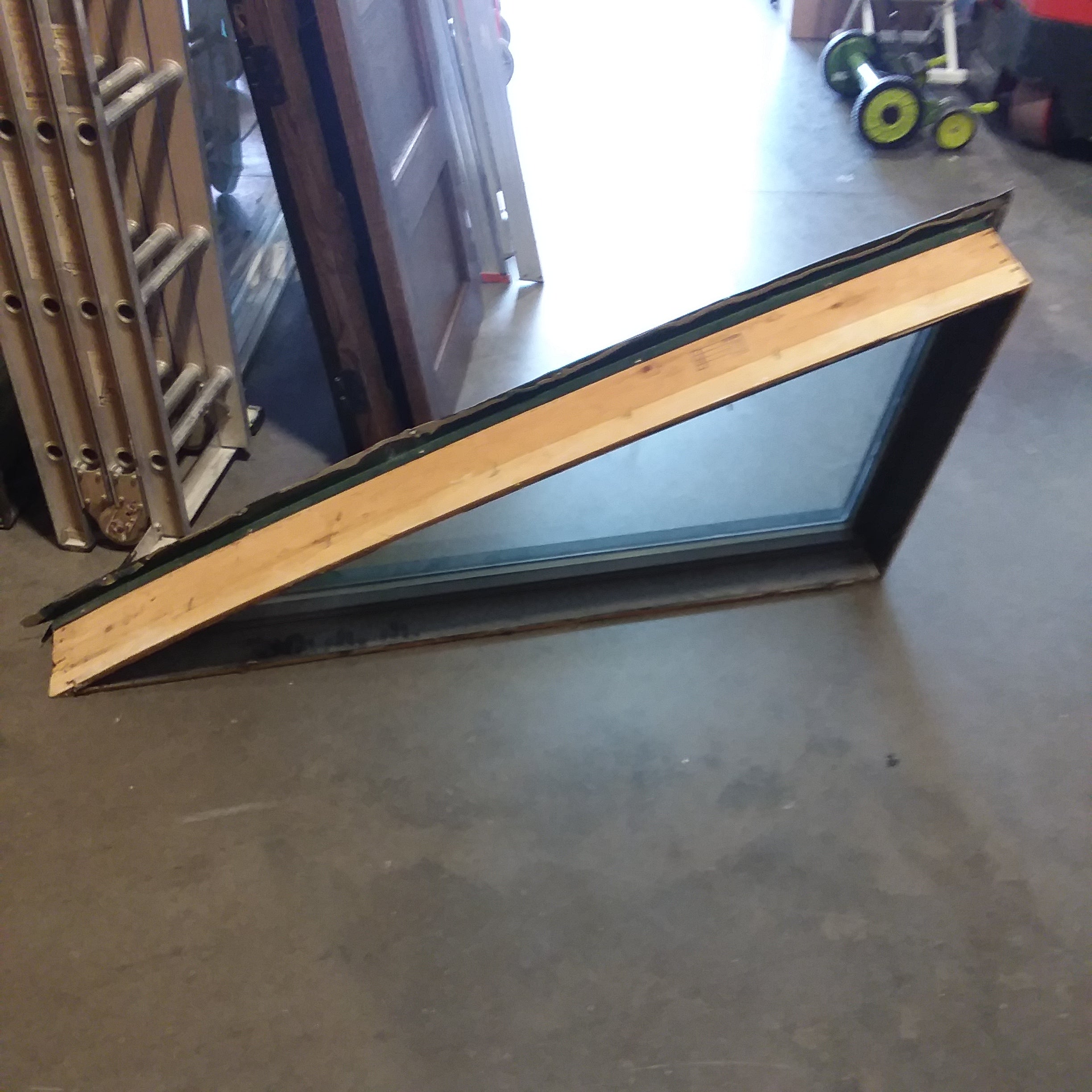 62"x 28.75"x 4.5" Green Metal Clad Fixed Angled Gable Casement WIndow