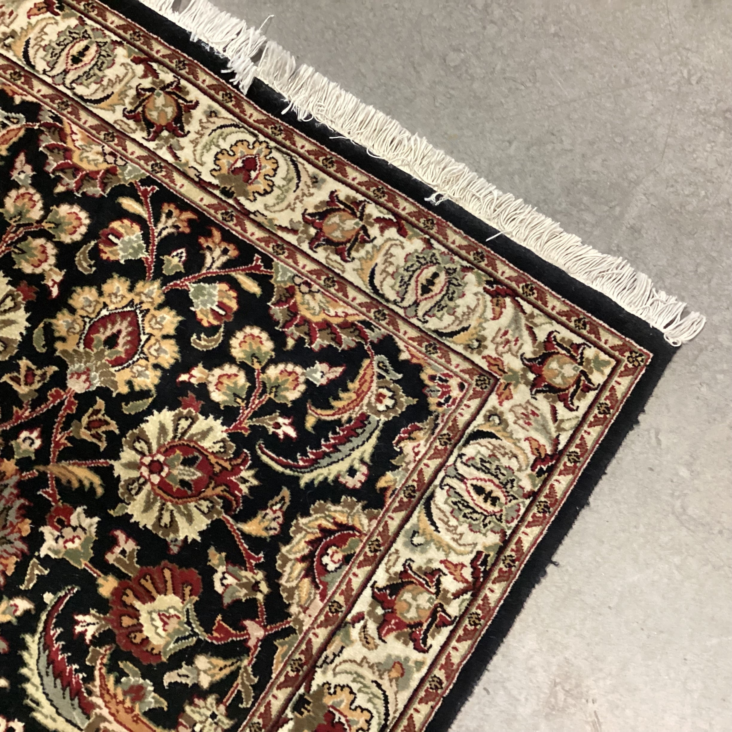 Ivory Black Red Handwoven Wool Runner Rug 2'7"x 11'