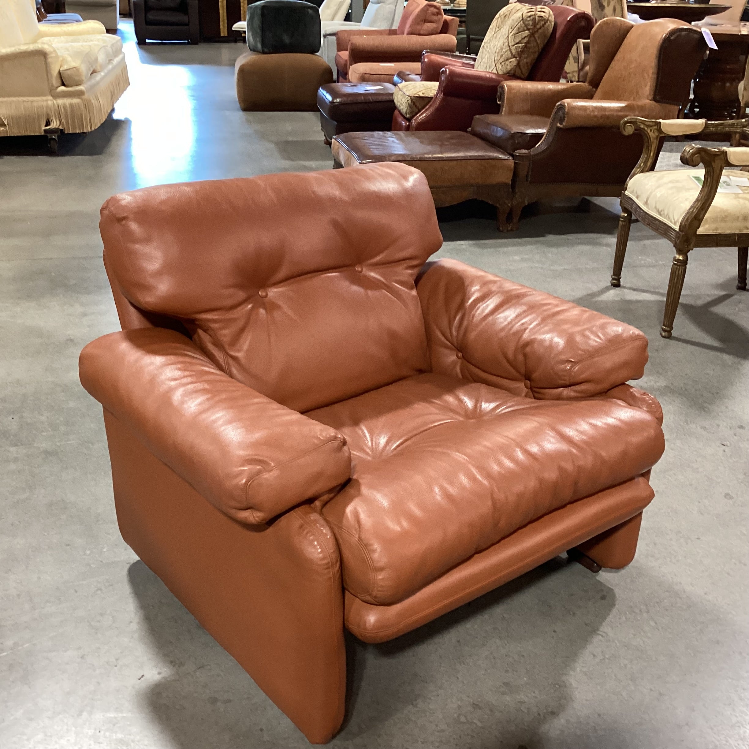 Afra & Tobia Scarpa for B&B Italia Coronado Leather with Ottoman Lounge Chair 38"x 36"x 29"
