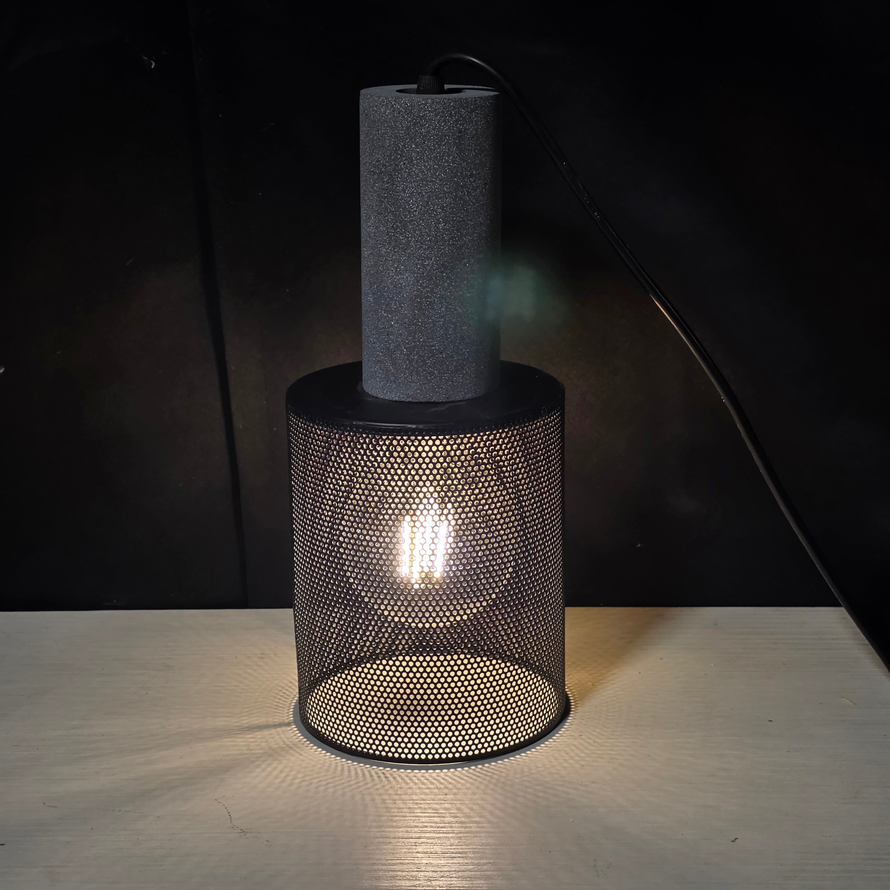 NEW Concrete Linear Caged Light Bulb Pendant 5"Dx11.25"