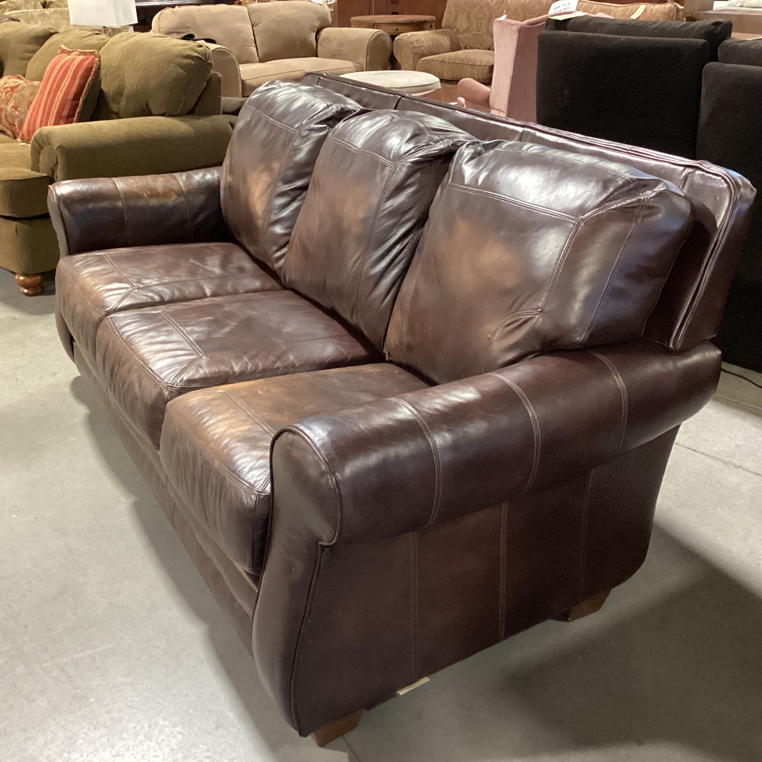 Brown Leather Sofa 84"x 36"x 37"