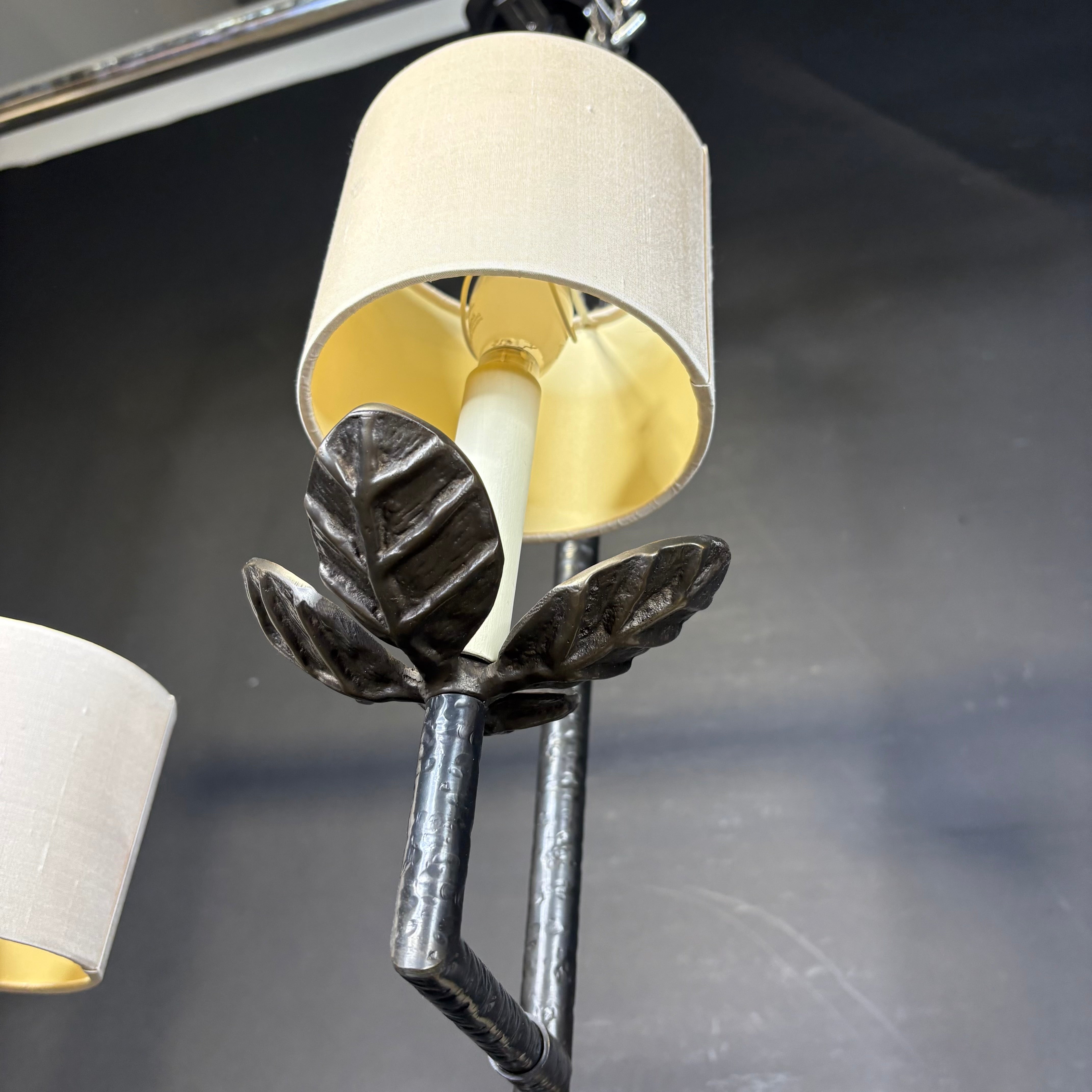 Vaughan Designs Colombier 7-Light Bronze Leaf Candelabra with Shades Chandelier 36” Diameter x 36”