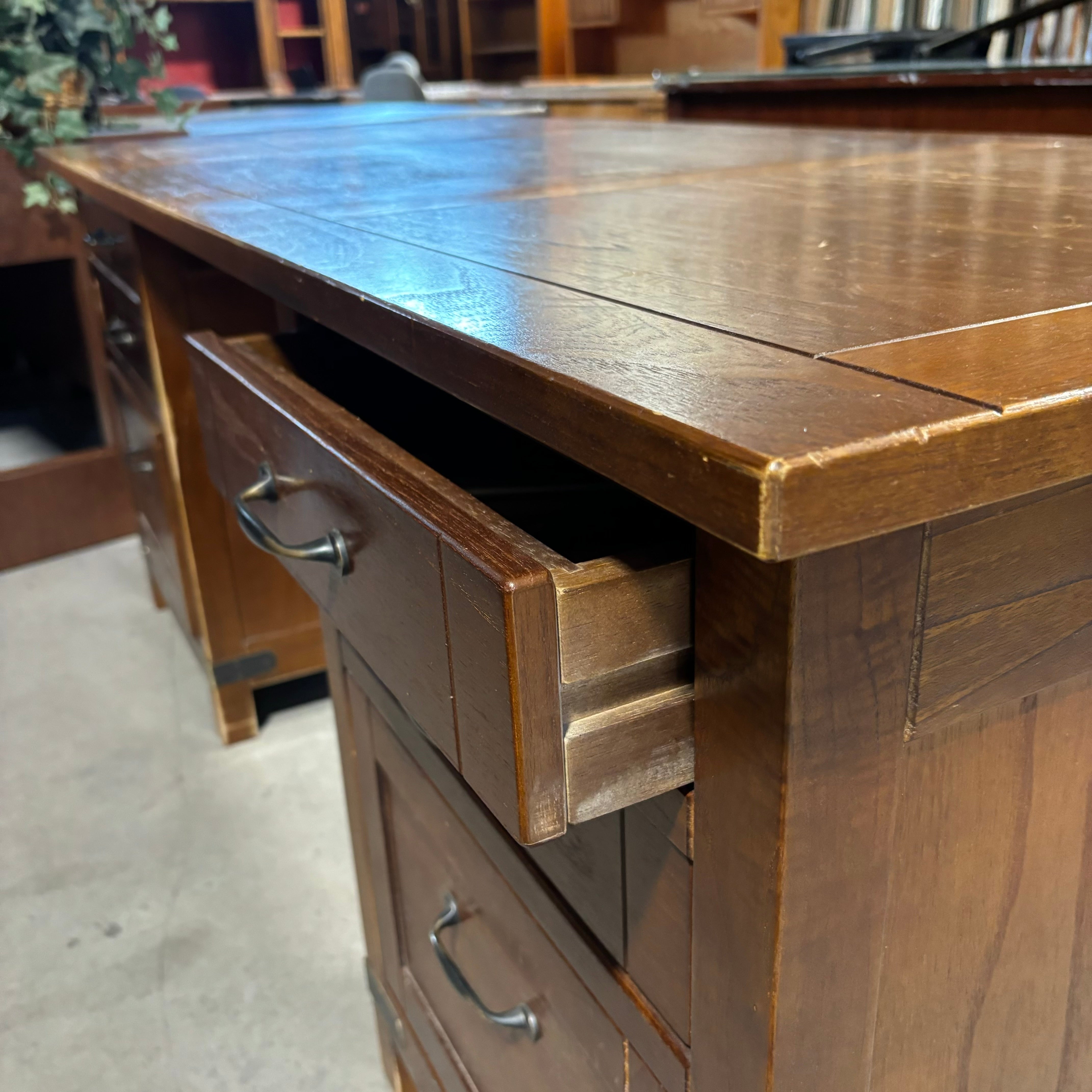 Arhaus Solid Wood with Iron Accents 6 Drawer Desk 71"x 31.5"x 30.5"