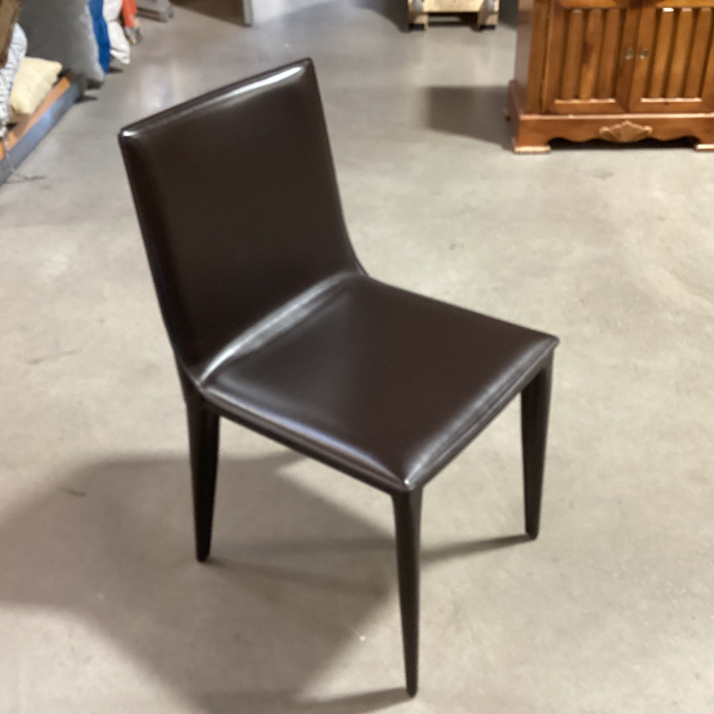 Frag Ultra Modern Espresso Full Grain Leather & Steel Chair 18"x 20"x 33"