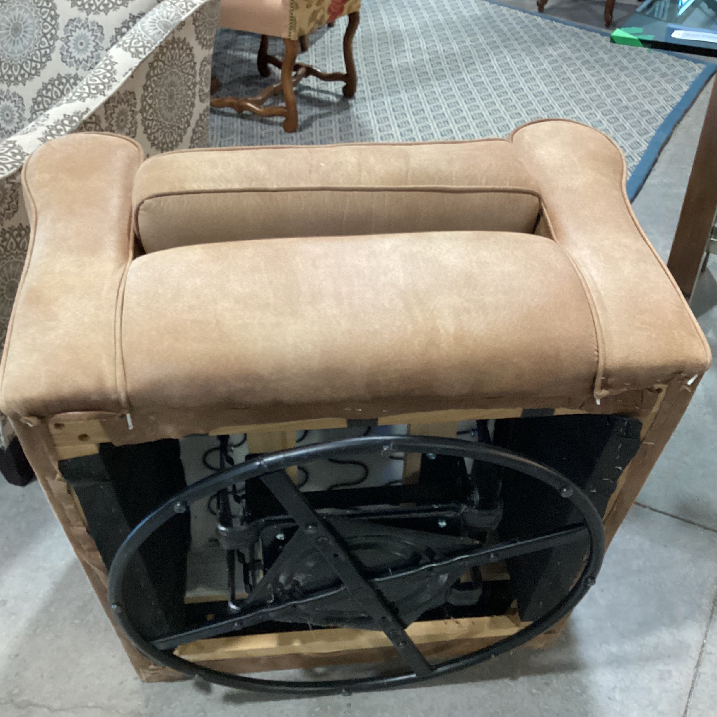 Best Chairs Tan Micro Suede Swivel Rock Chair 35"x 33"x 38"