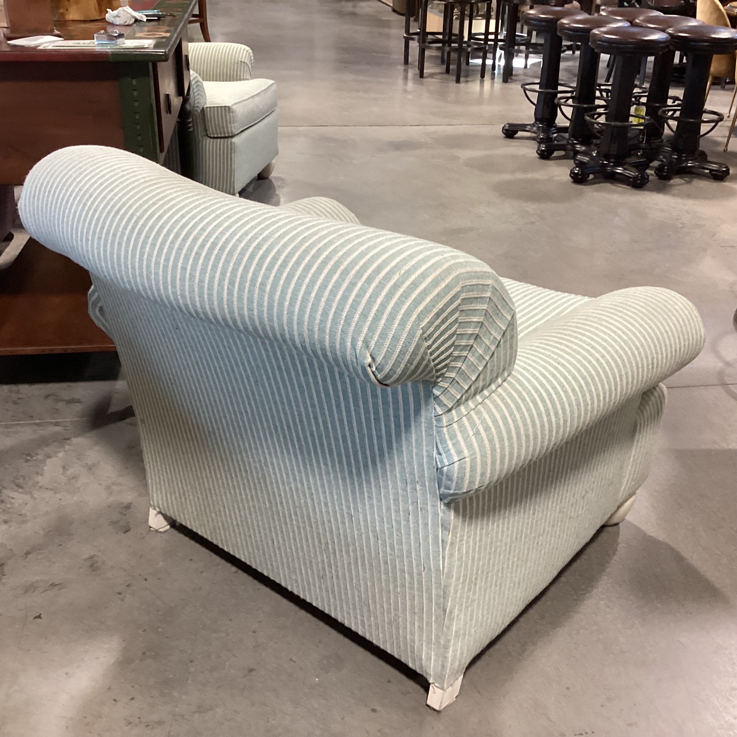 Cochrane Furniture Green & Ivory Woven Stripe Chair 39"x 39"x 33.5"