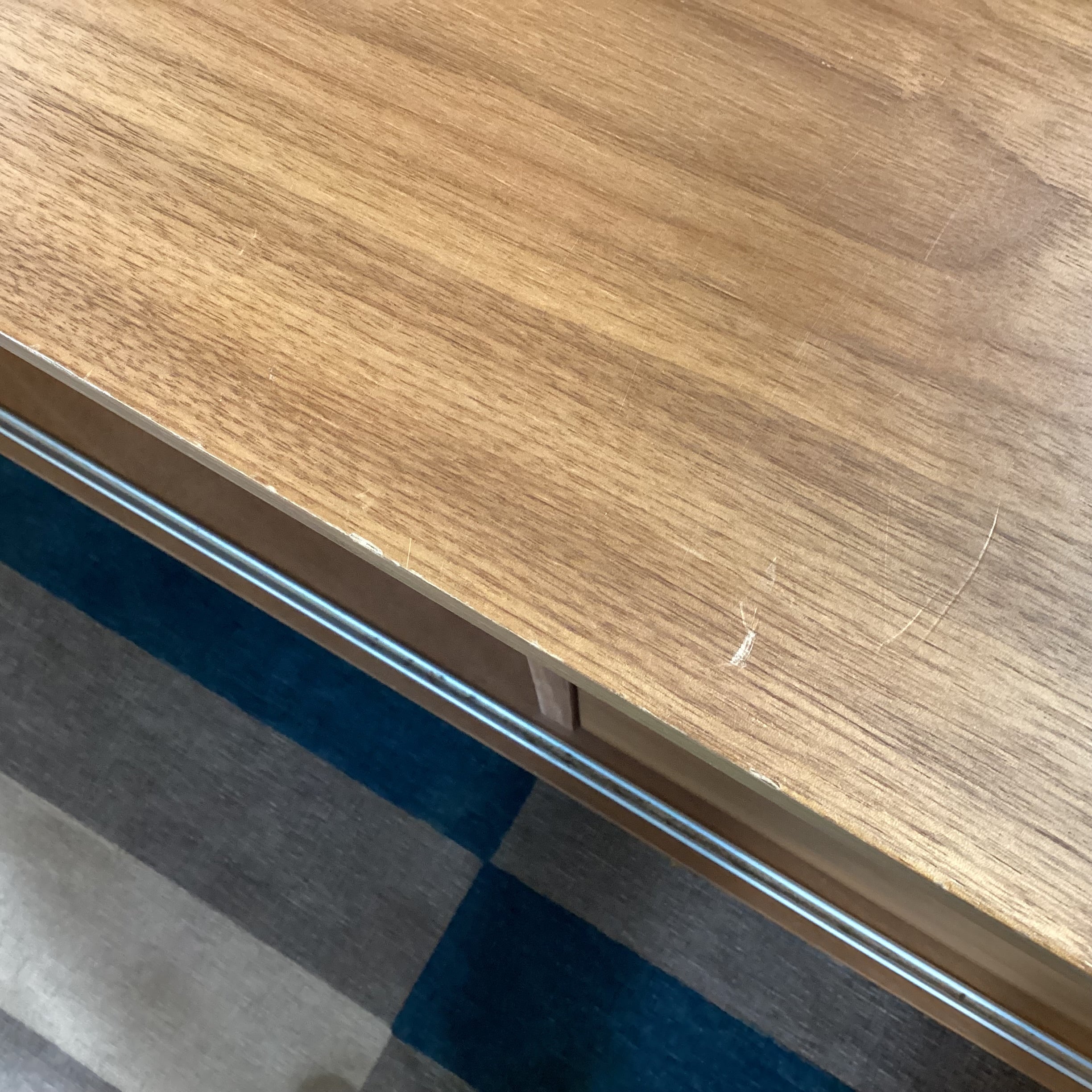 Walnut & Wood Style Laminate with Chrome Base Console 60"x 18"x 24"